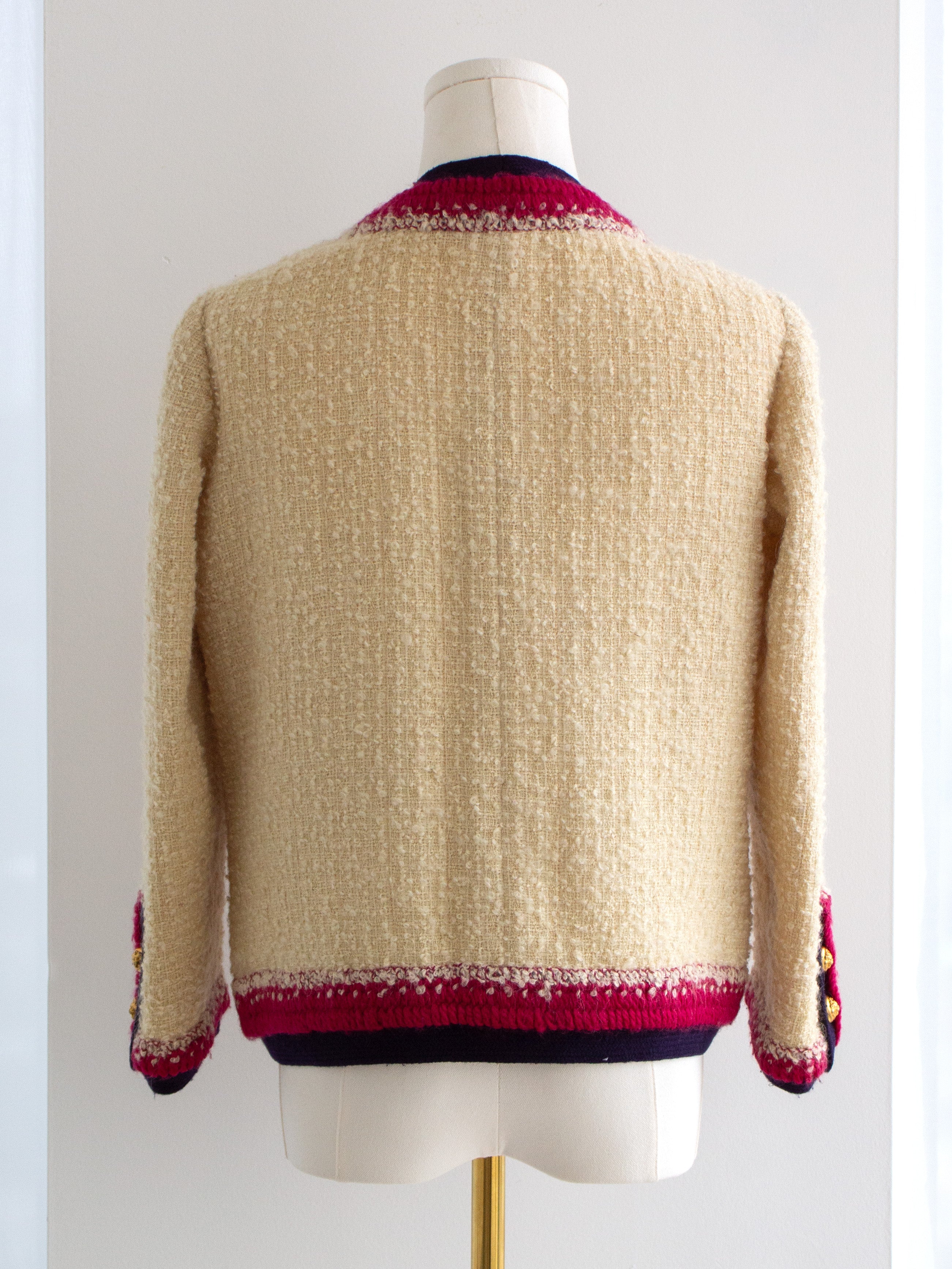 Chanel 1964 Haute Couture Coco Gabrielle Ecru Tweed Gold Lion Jacket