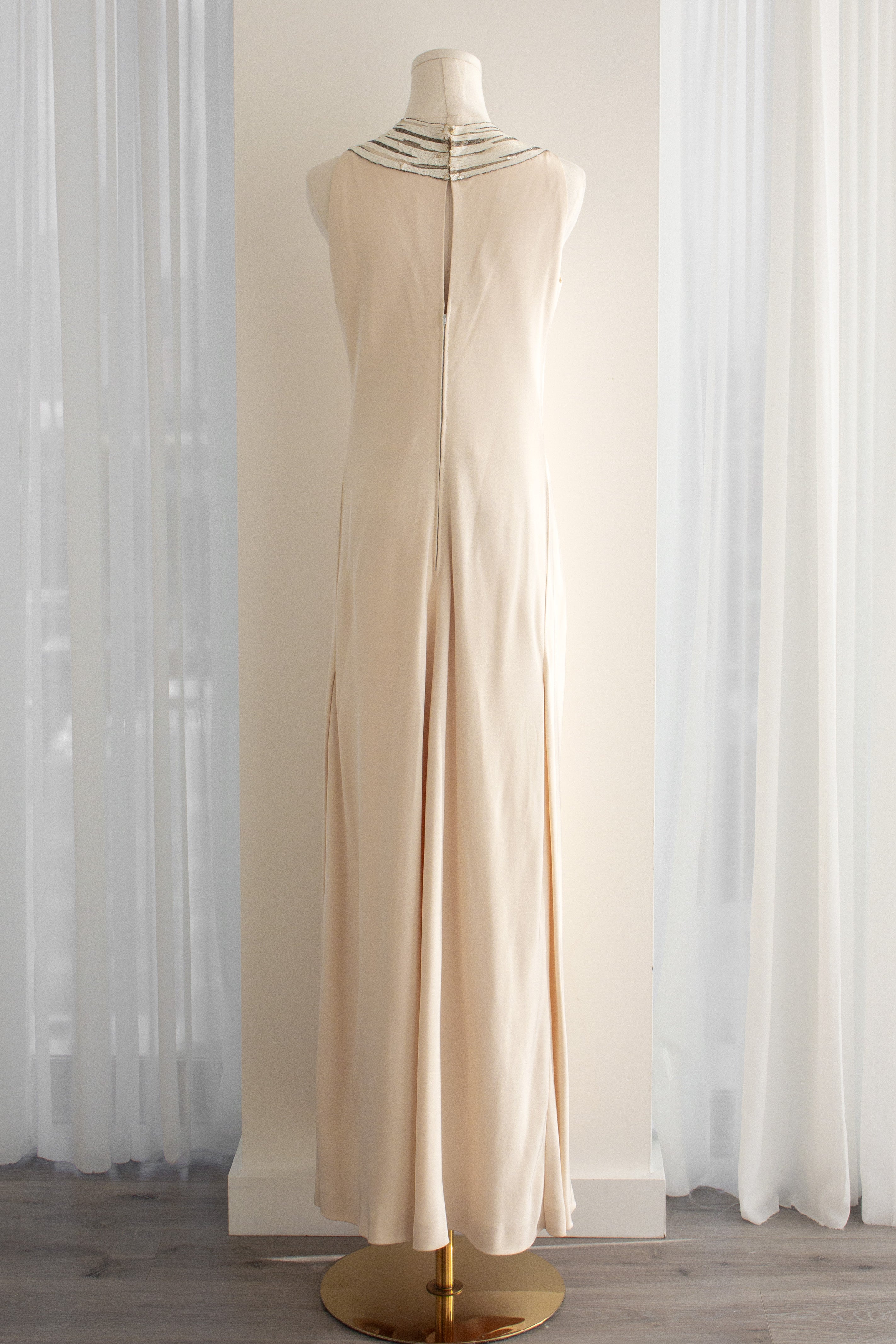 Chanel Haute Couture S/S 1979 Ivory Embellished Bow Evening Gown 2pcs Ensemble