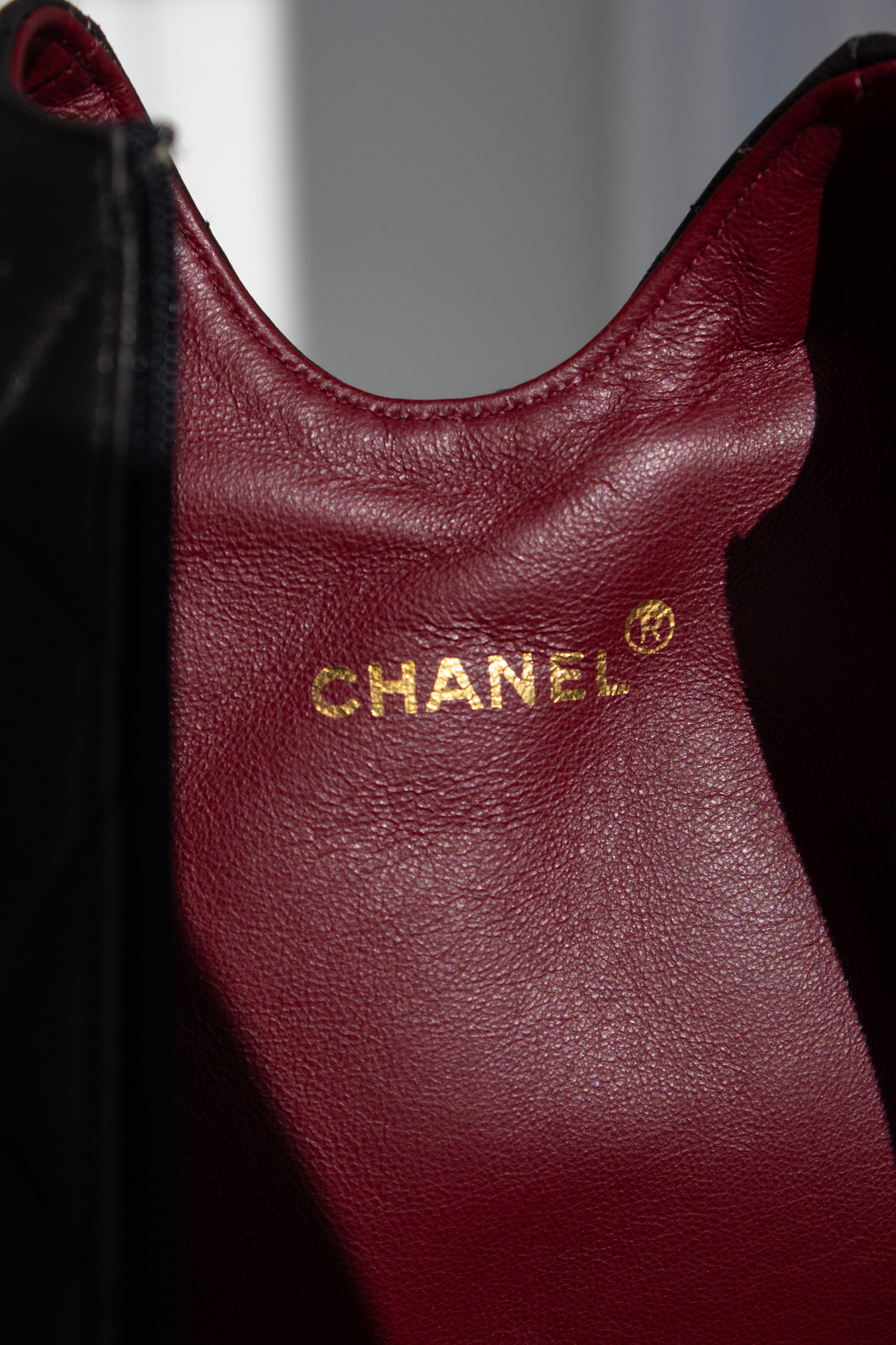 Chanel Fall/Winter 1993 Black Quilted Lambskin Red 24K Gold-Plated Hot Water Bottle
