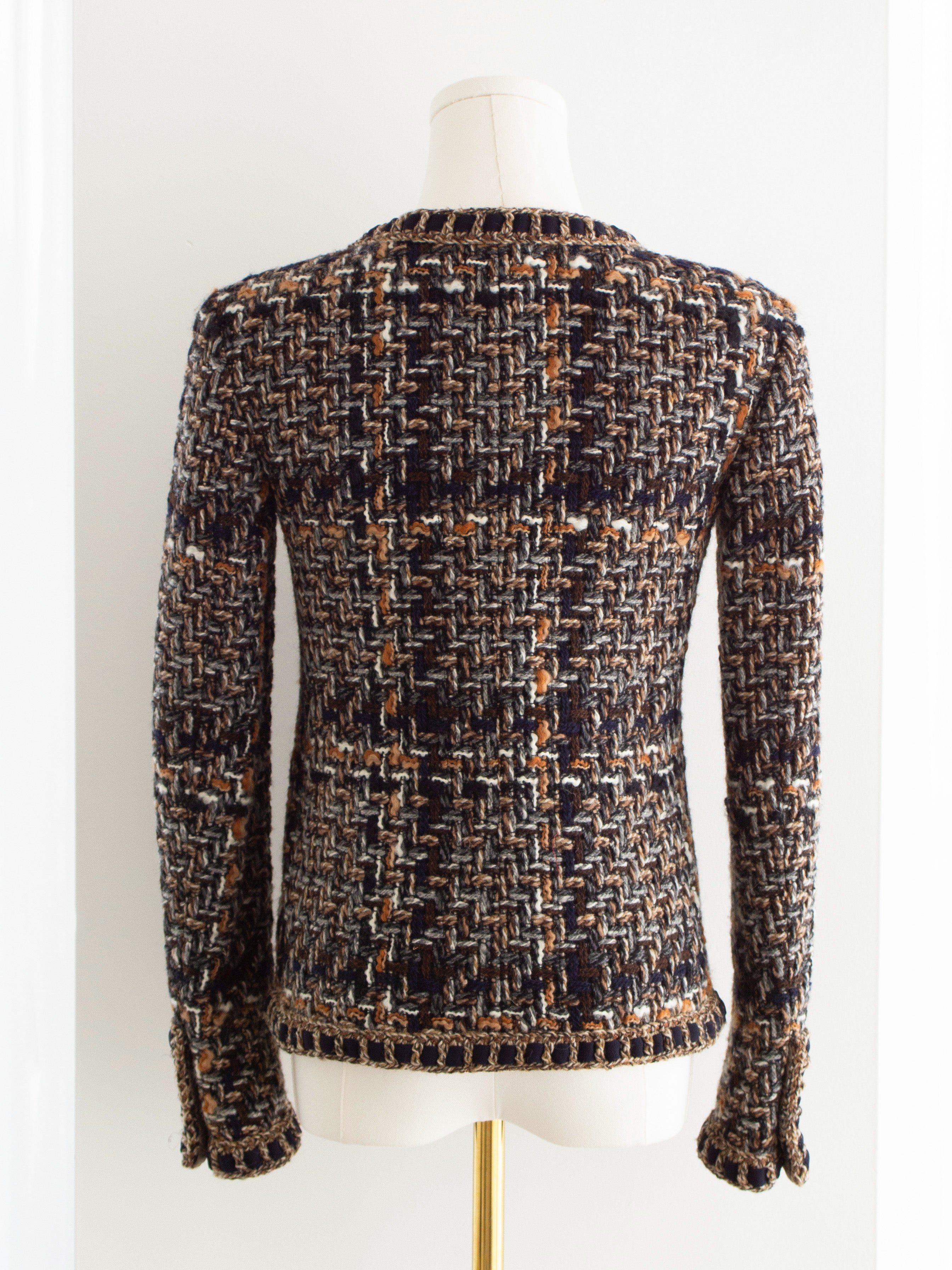 Chanel Pre-Fall 2016 Rome Brown Gold Fantasy Tweed 16A Jacket