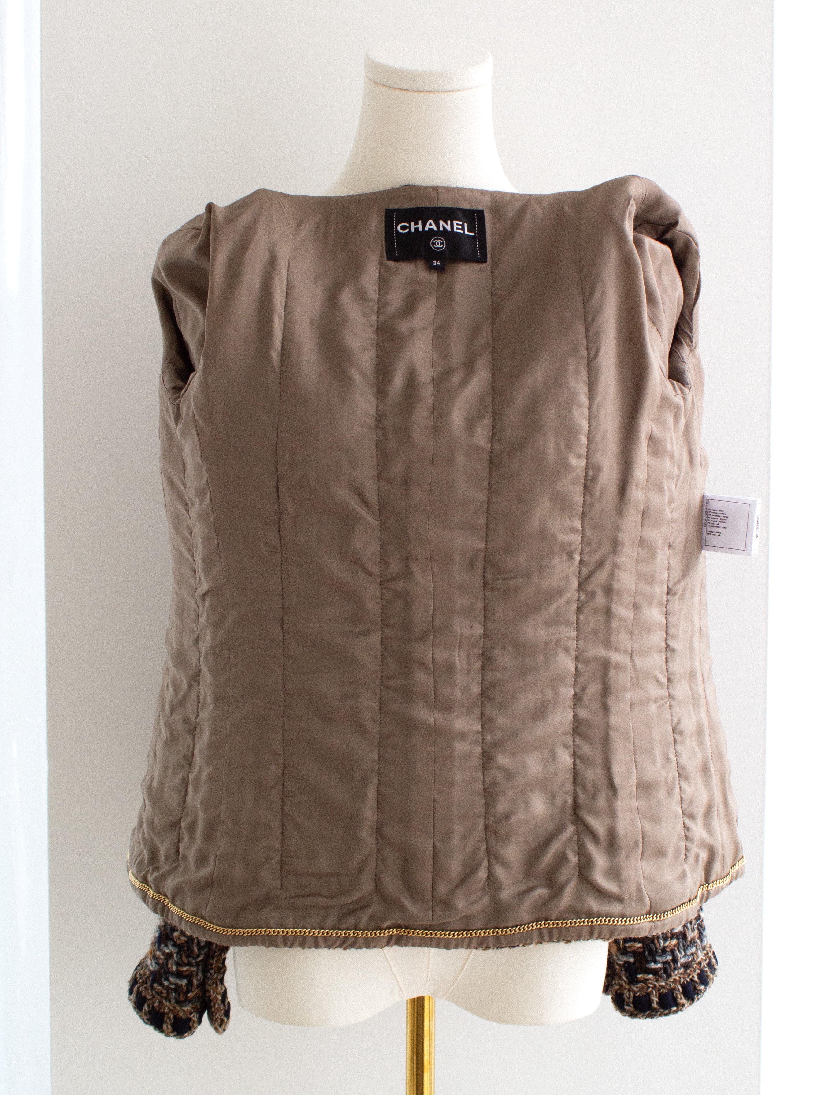 Chanel Pre-Fall 2016 Rome Brown Gold Fantasy Tweed 16A Jacket