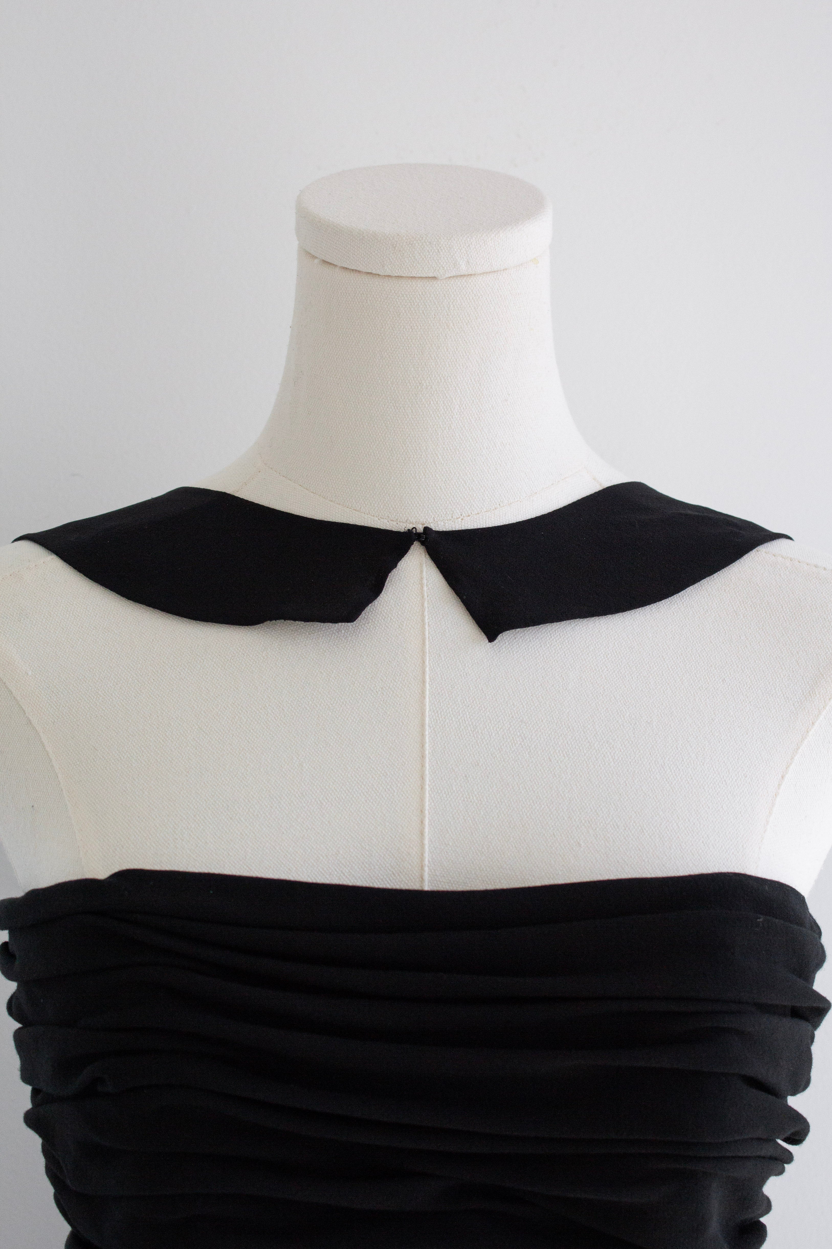 Chanel S/S 1990 Vintage Black Pleated Grecian Collar Gown