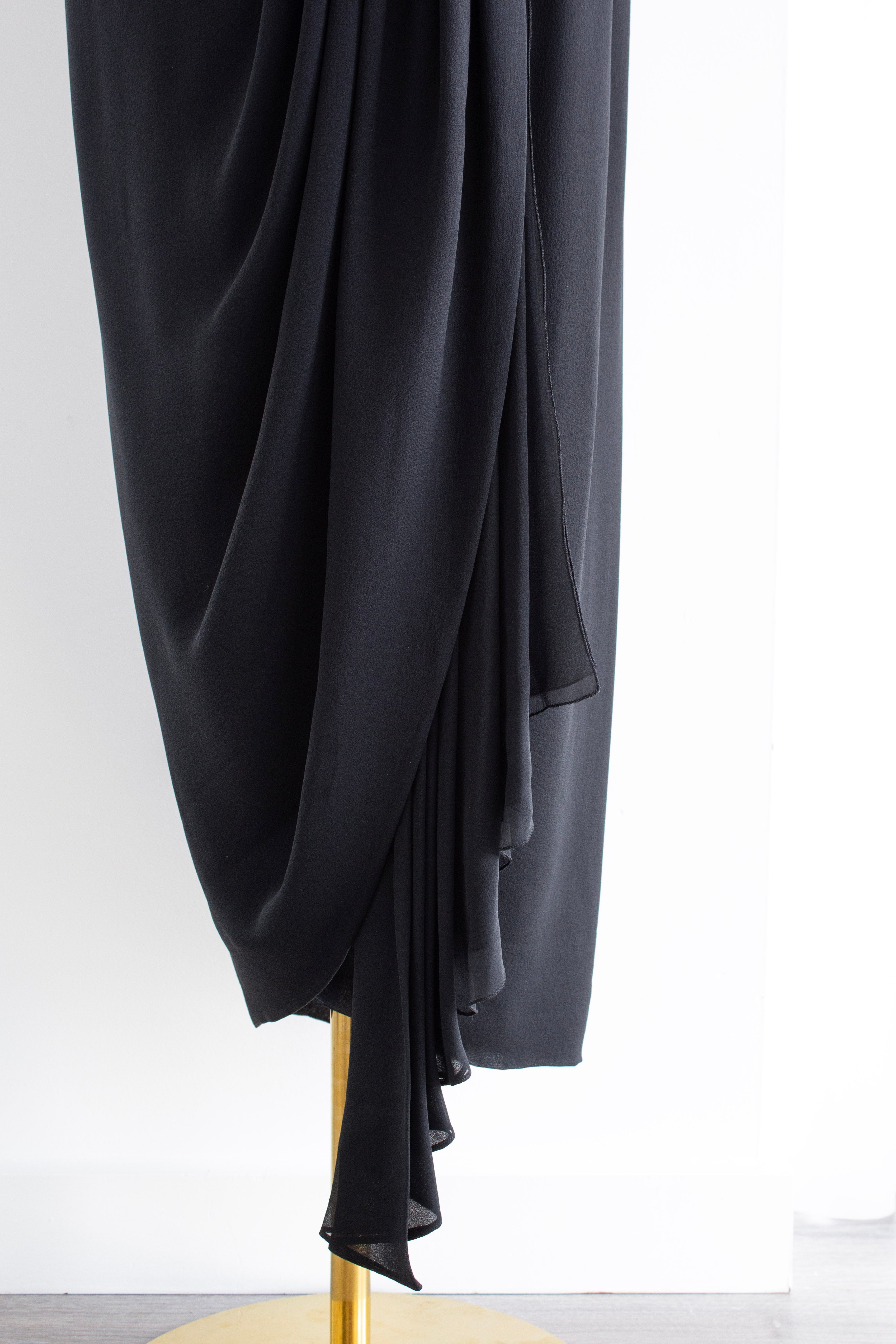 Chanel S/S 1990 Vintage Black Pleated Grecian Collar Gown
