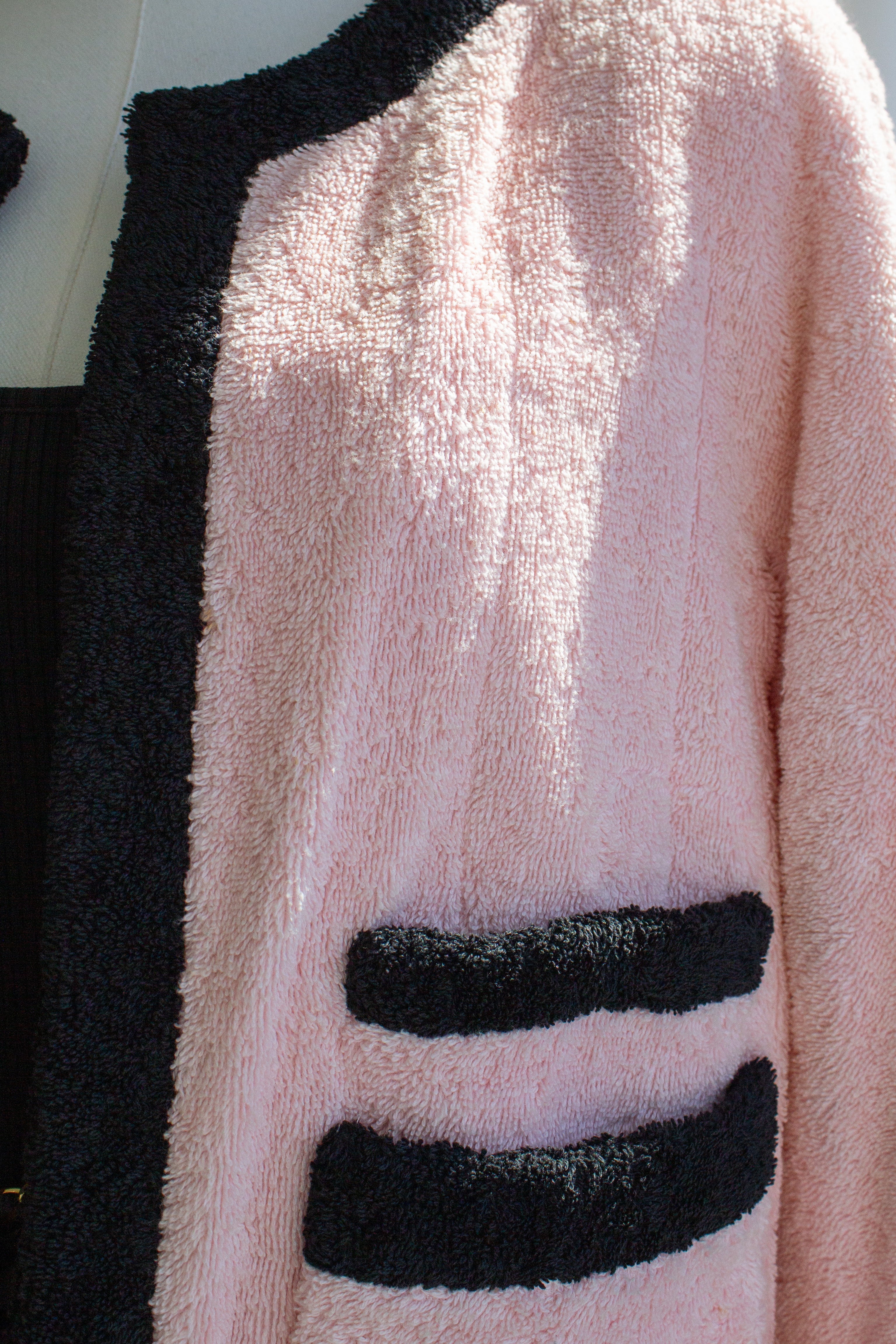Chanel Vintage Spring/Summer 1992 Pink Black Cotton Terry Jacket