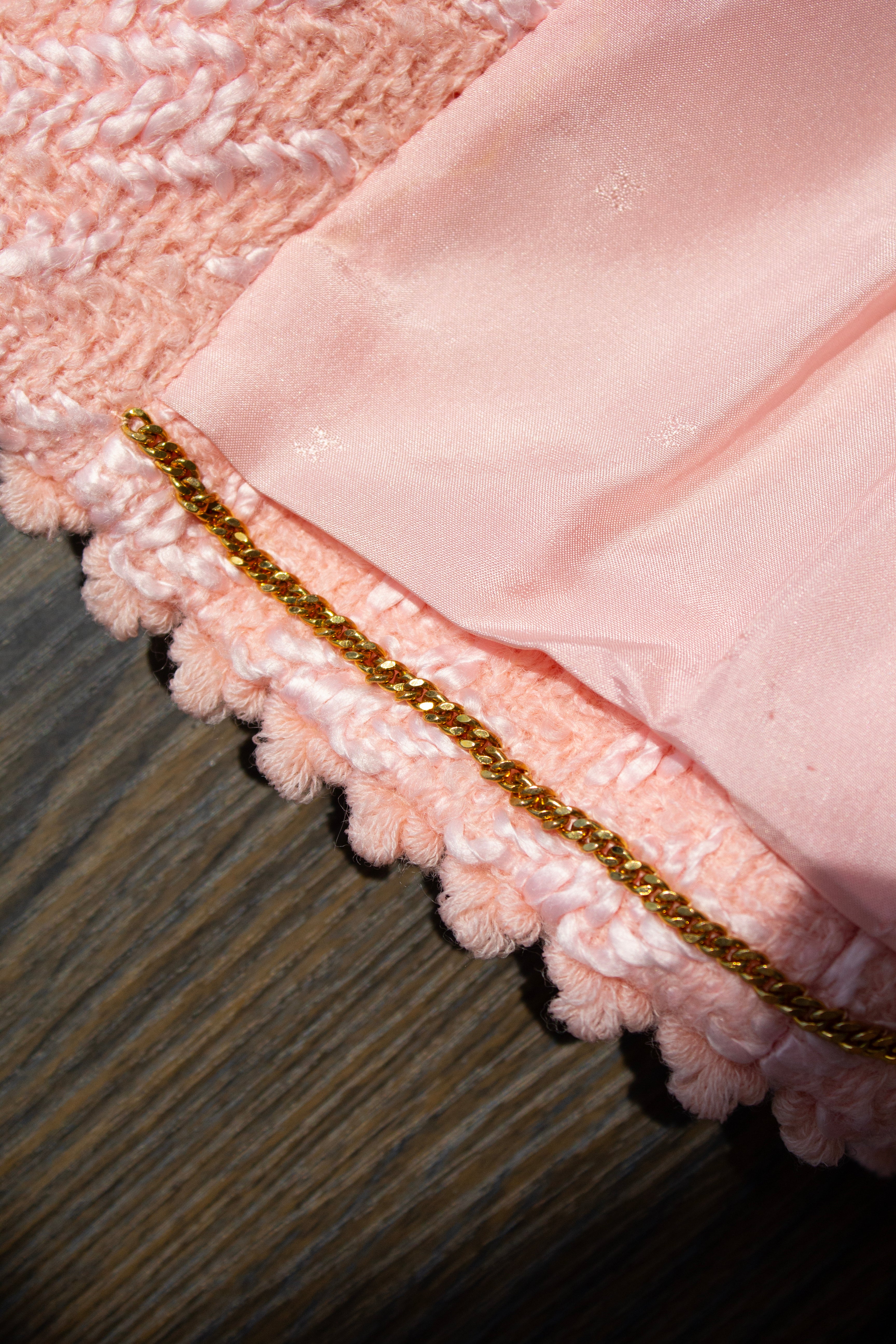 Chanel S/S 1993 Runway Pink Fantasy Tweed Scalloped 93P Jacket