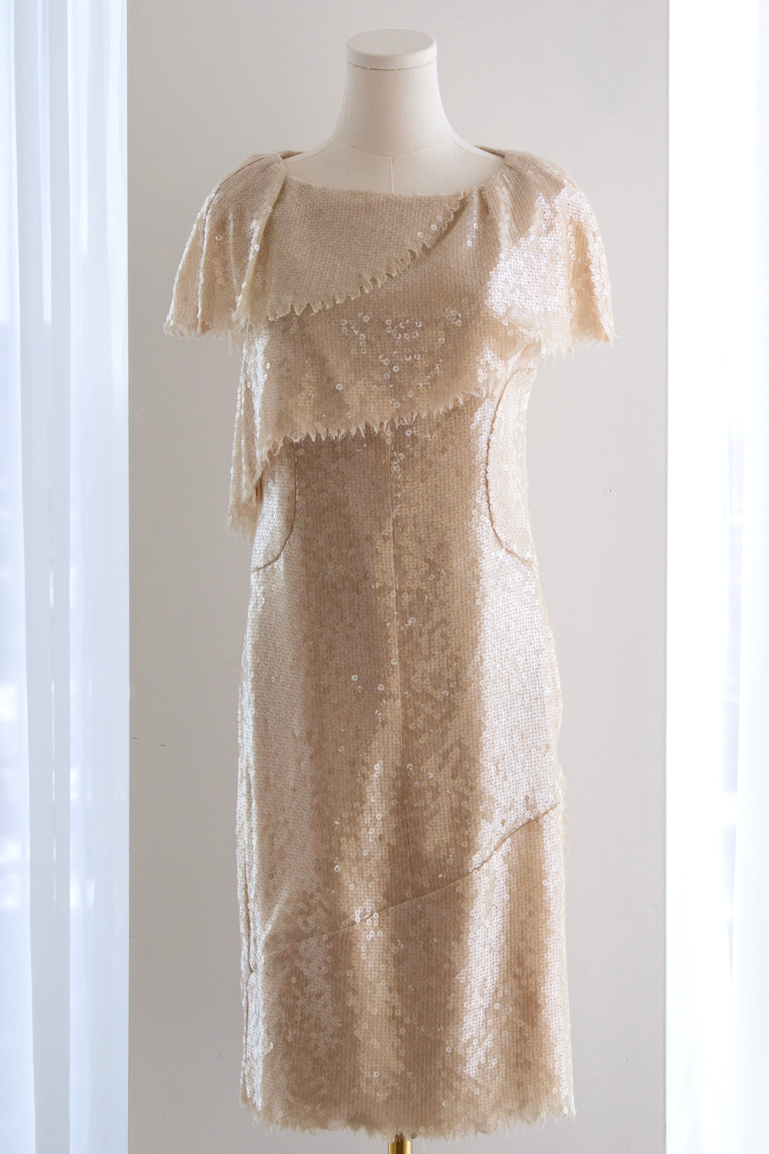 Chanel S/S 2008 Beige Sequin Embellished 08P Mini Dress