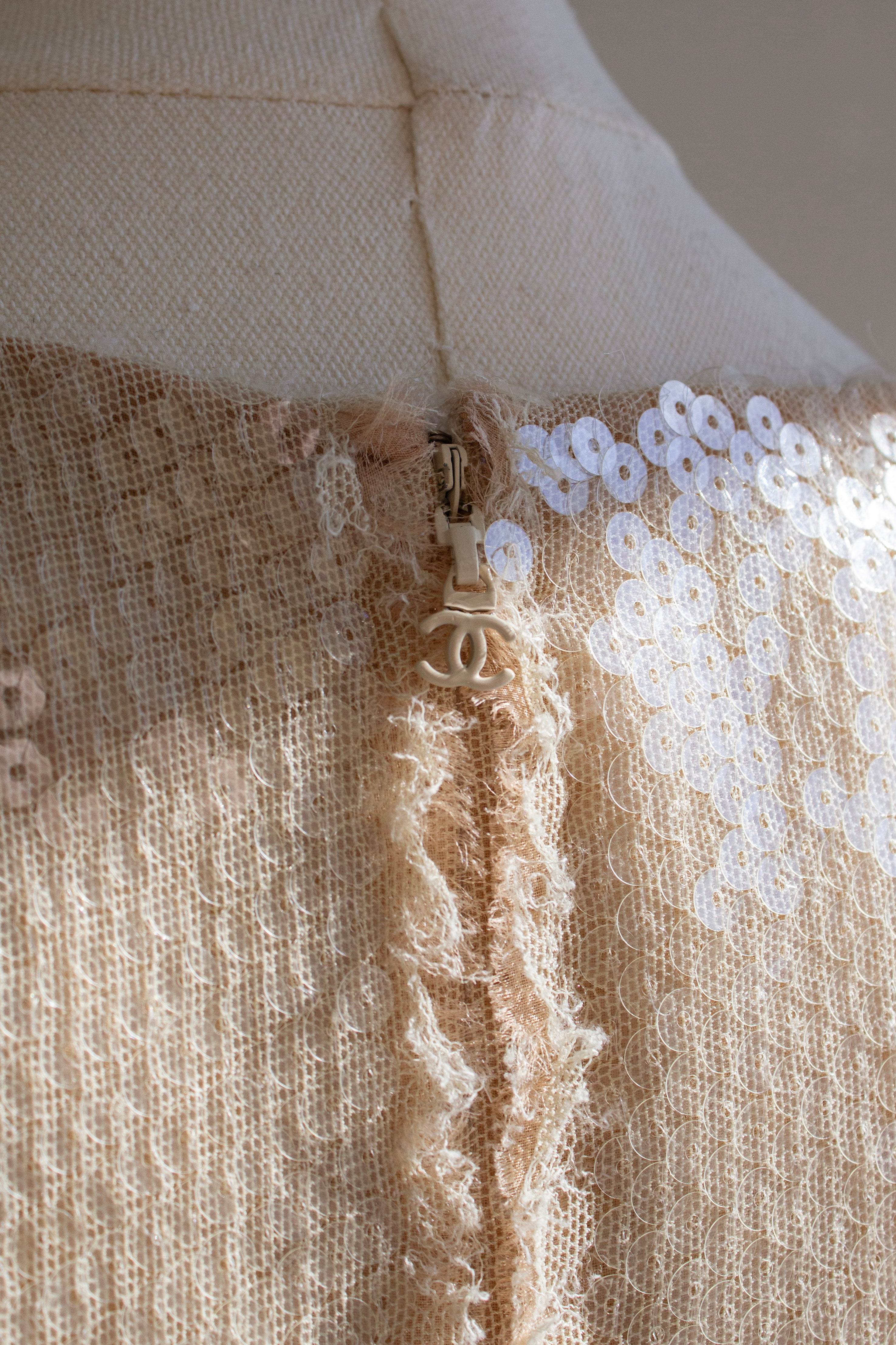 Chanel S/S 2008 Beige Sequin Embellished 08P Mini Dress