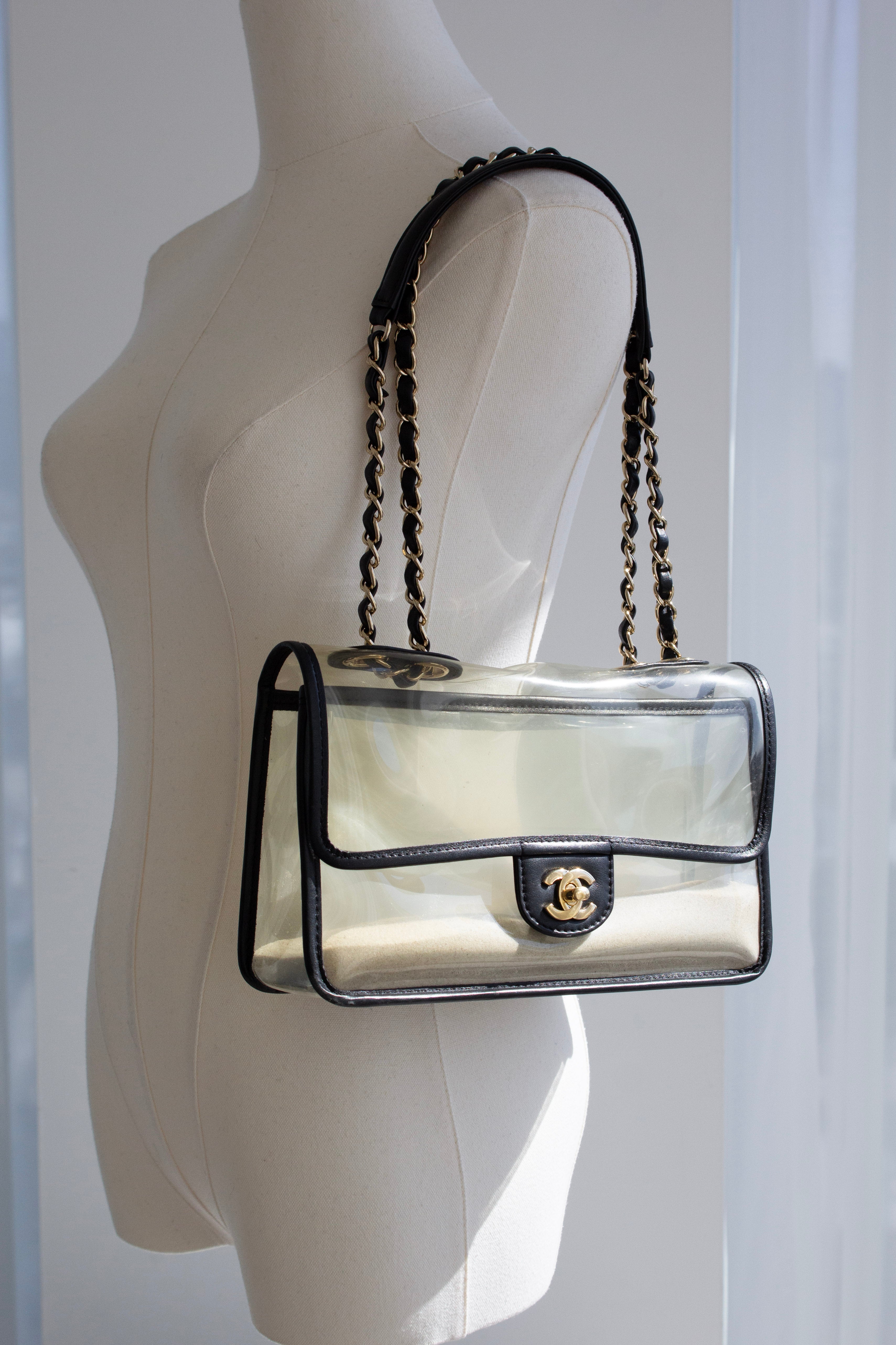 Chanel S/S 2019 By The Sea PVC Transparent Sand 19P Classic Flap Bag
