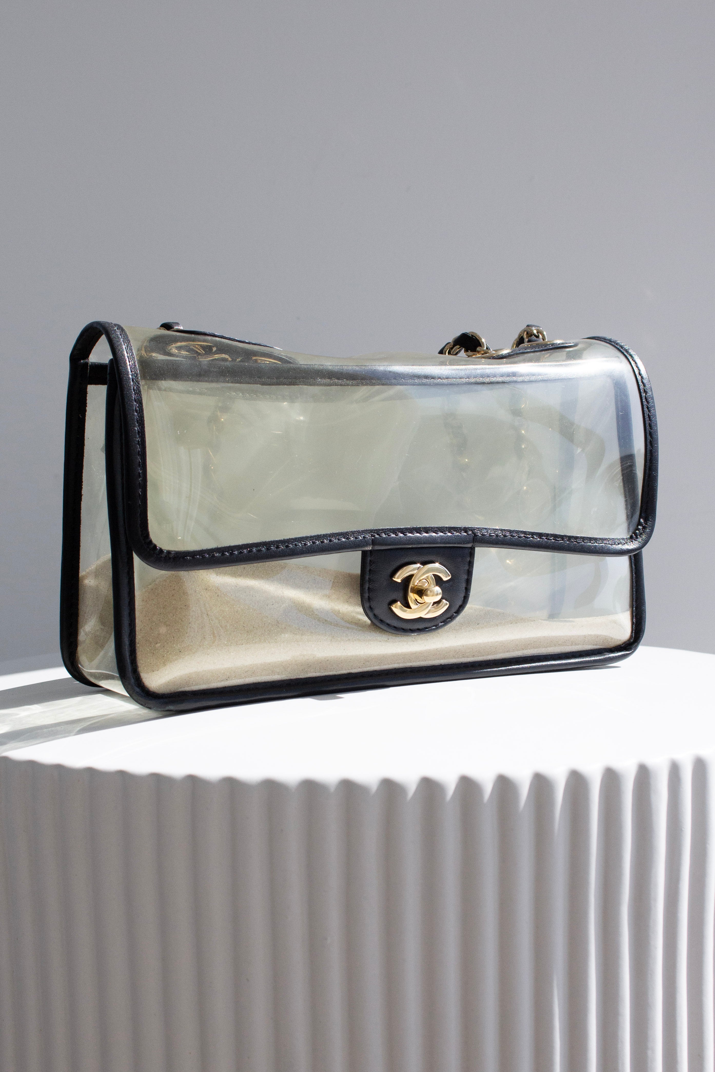 Chanel S/S 2019 By The Sea PVC Transparent Sand 19P Classic Flap Bag