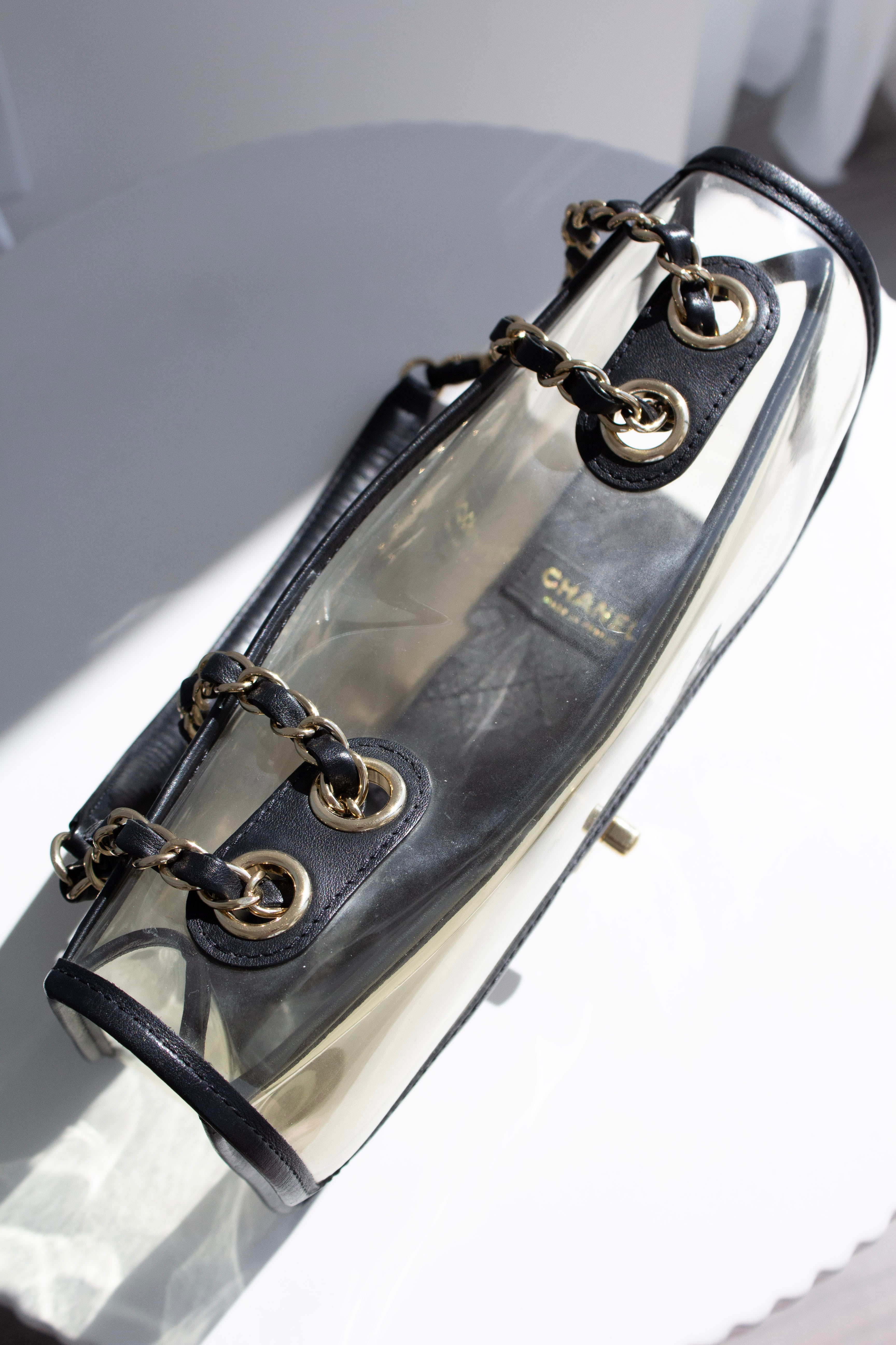 Chanel S/S 2019 By The Sea PVC Transparent Sand 19P Classic Flap Bag