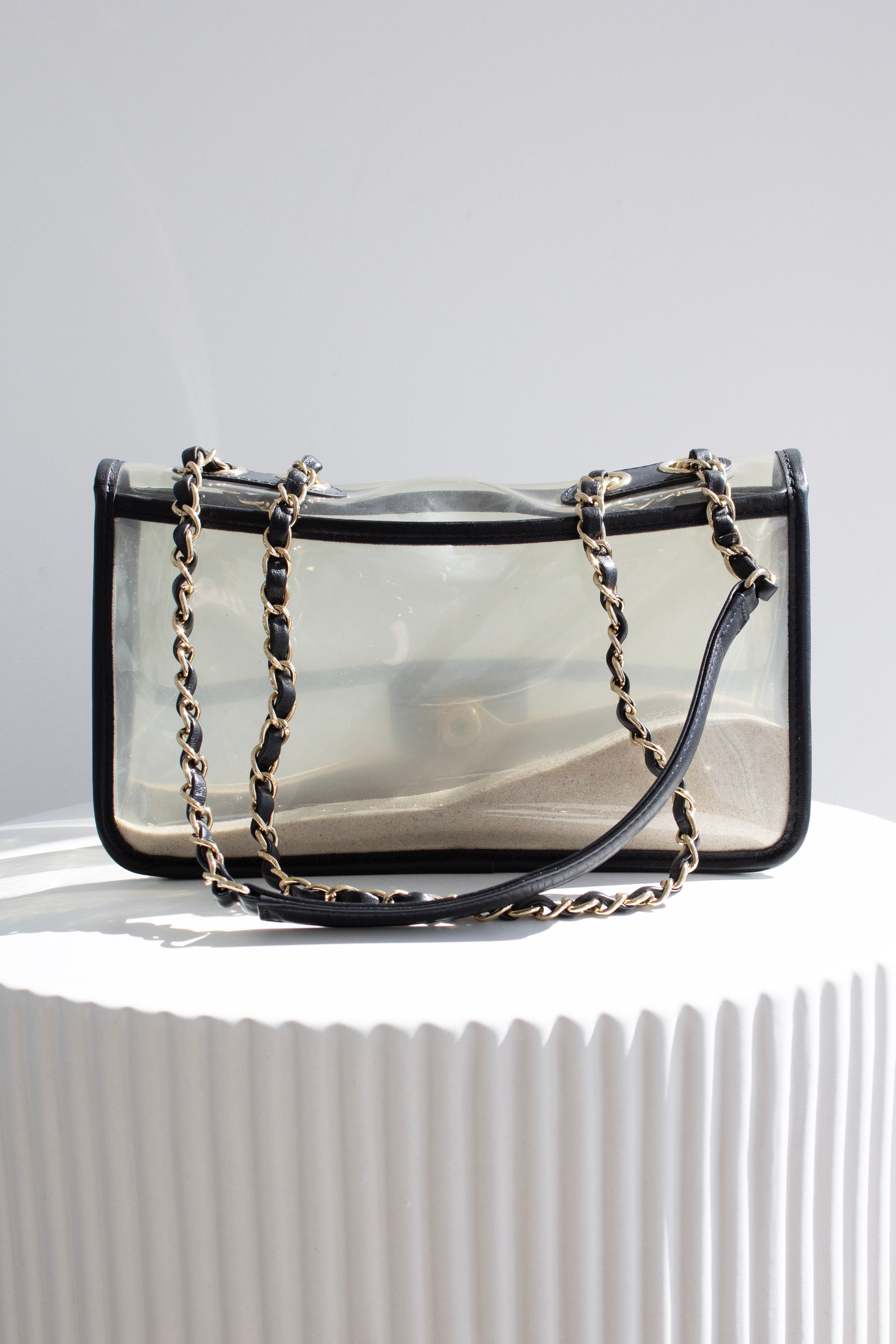 Chanel S/S 2019 By The Sea PVC Transparent Sand 19P Classic Flap Bag
