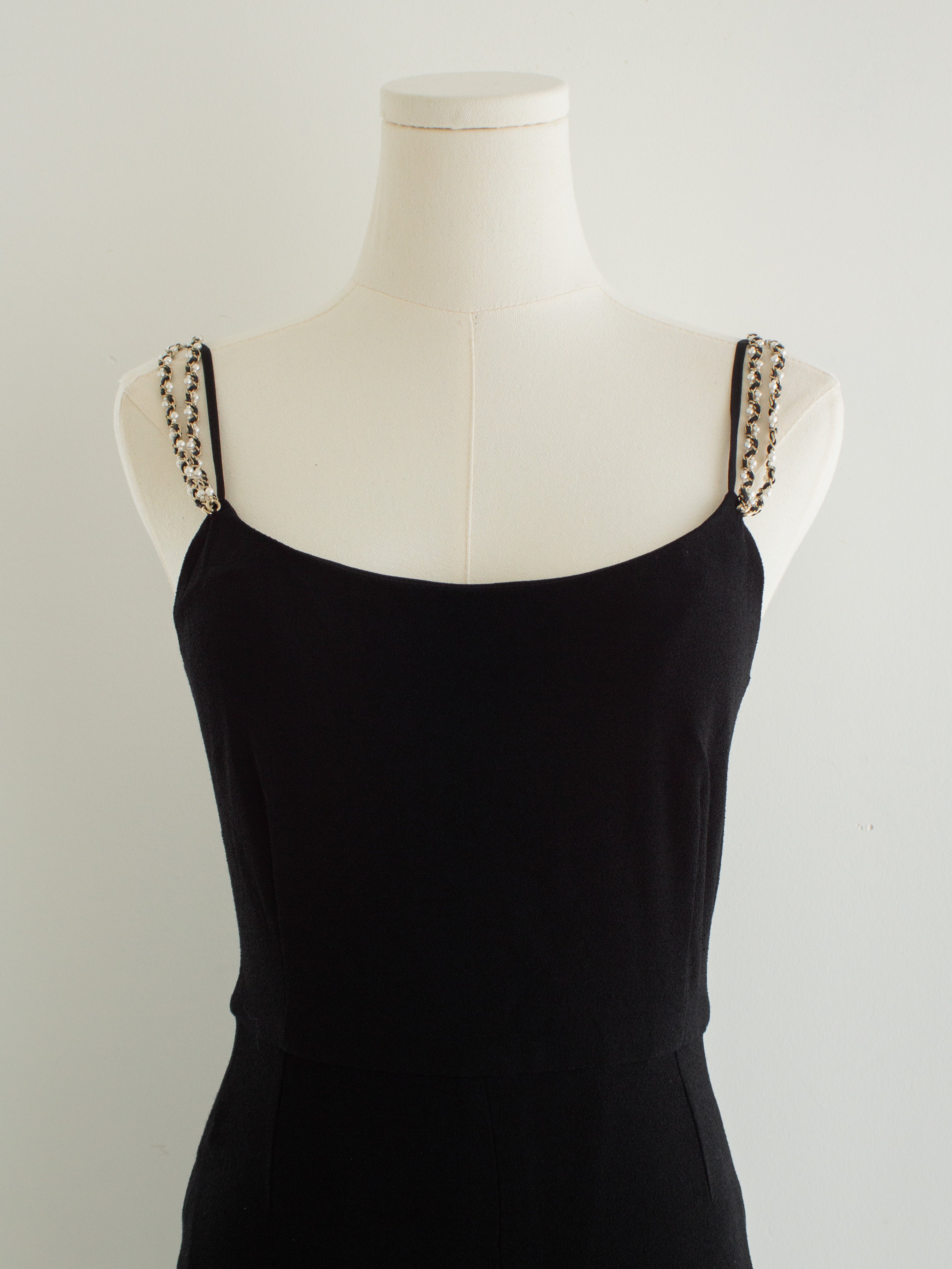 Chanel S/S 2019 Black Pearl Straps Runway 19S 19P Romper Jumpsuit