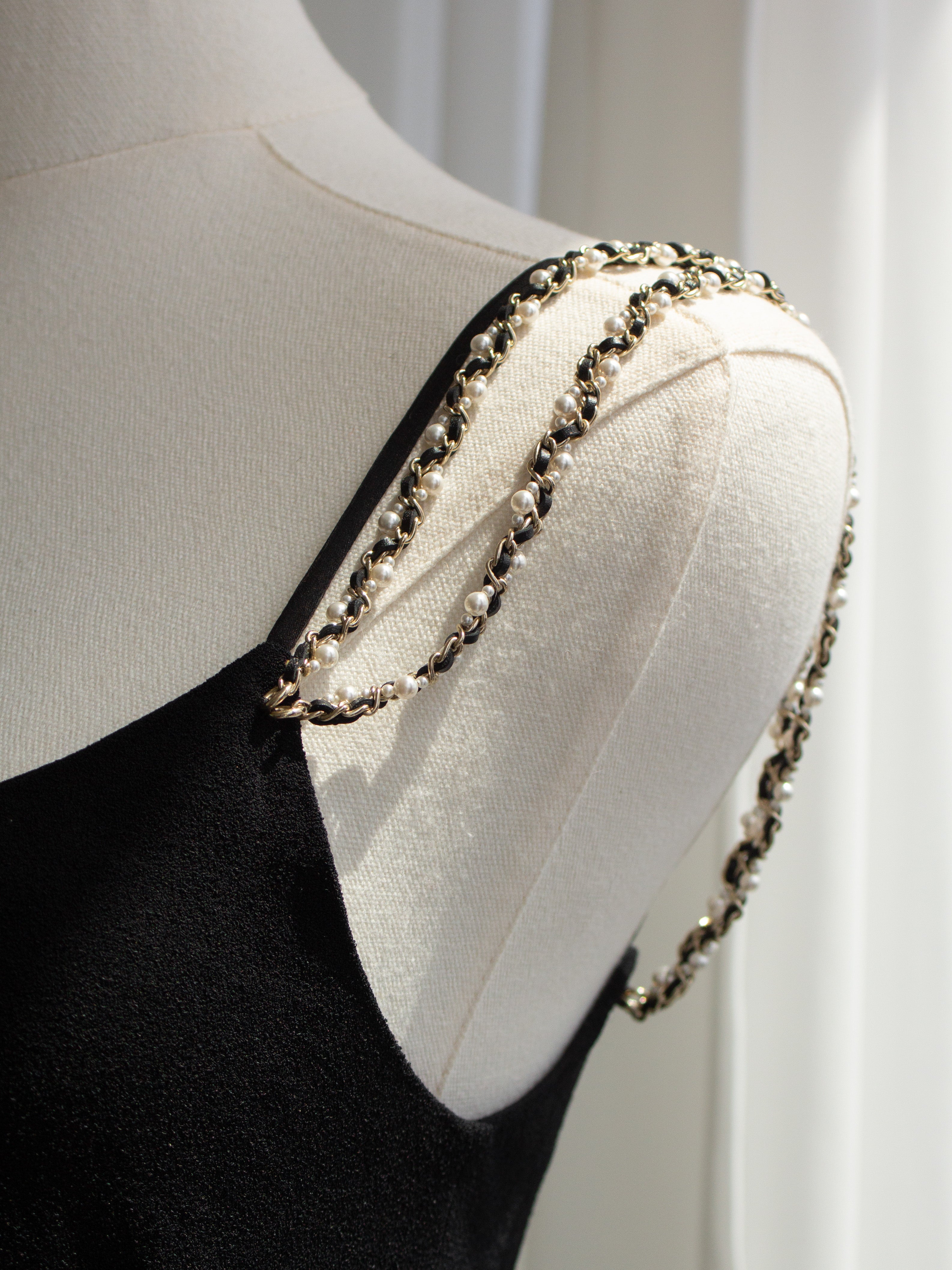 Chanel S/S 2019 Black Pearl Straps Runway 19S 19P Romper Jumpsuit