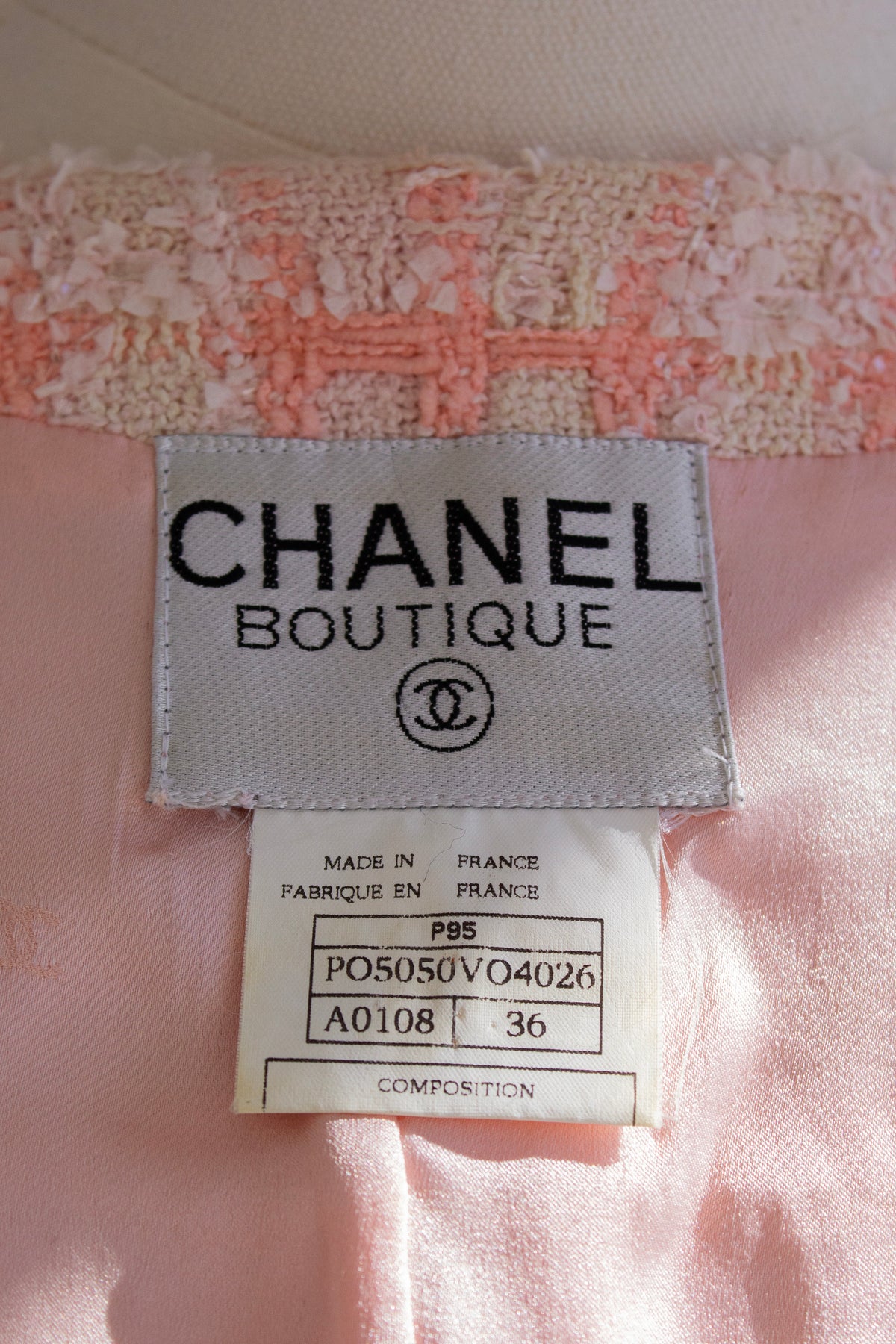 Chanel Vintage S/S 1995 Pink Sequin Tweed Barbie 95P Suit