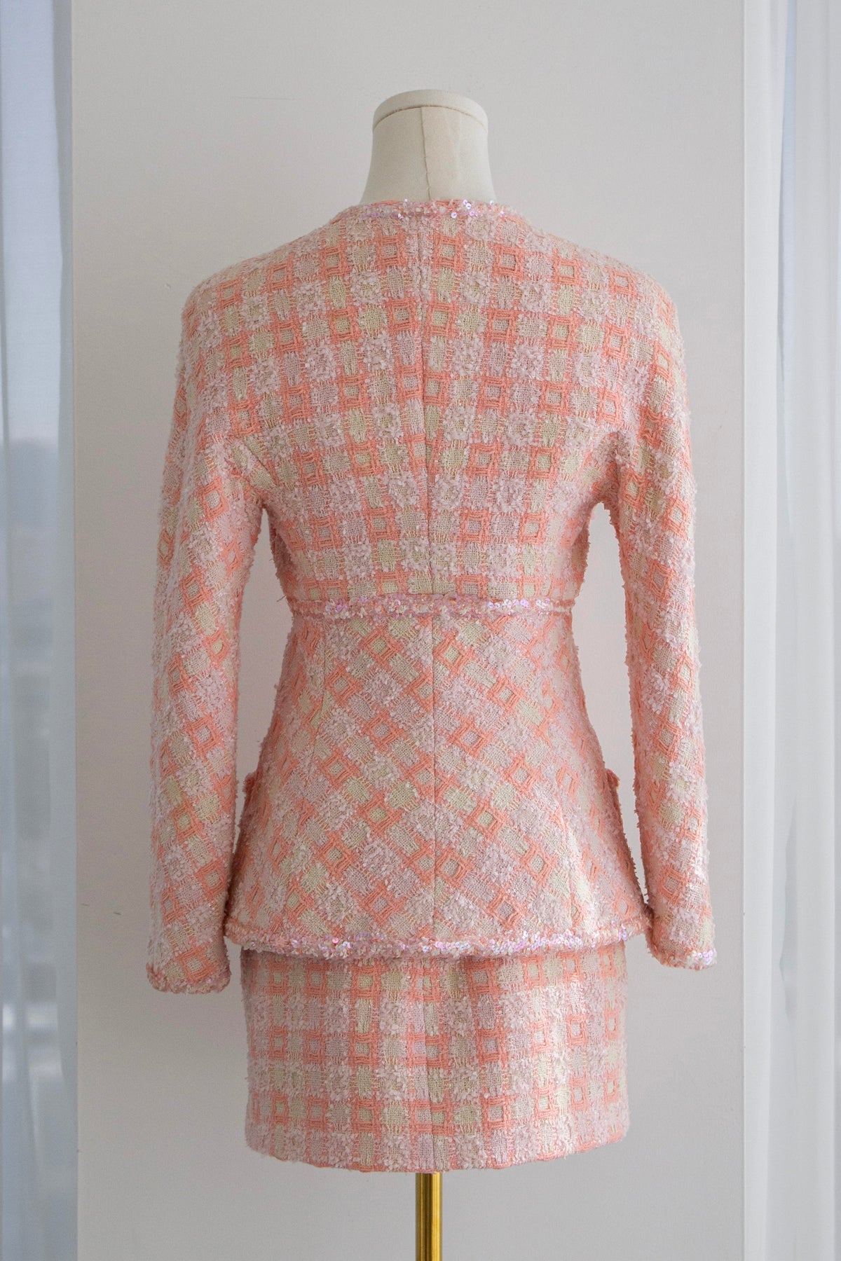 Chanel Vintage S/S 1995 Pink Sequin Tweed Barbie 95P Suit