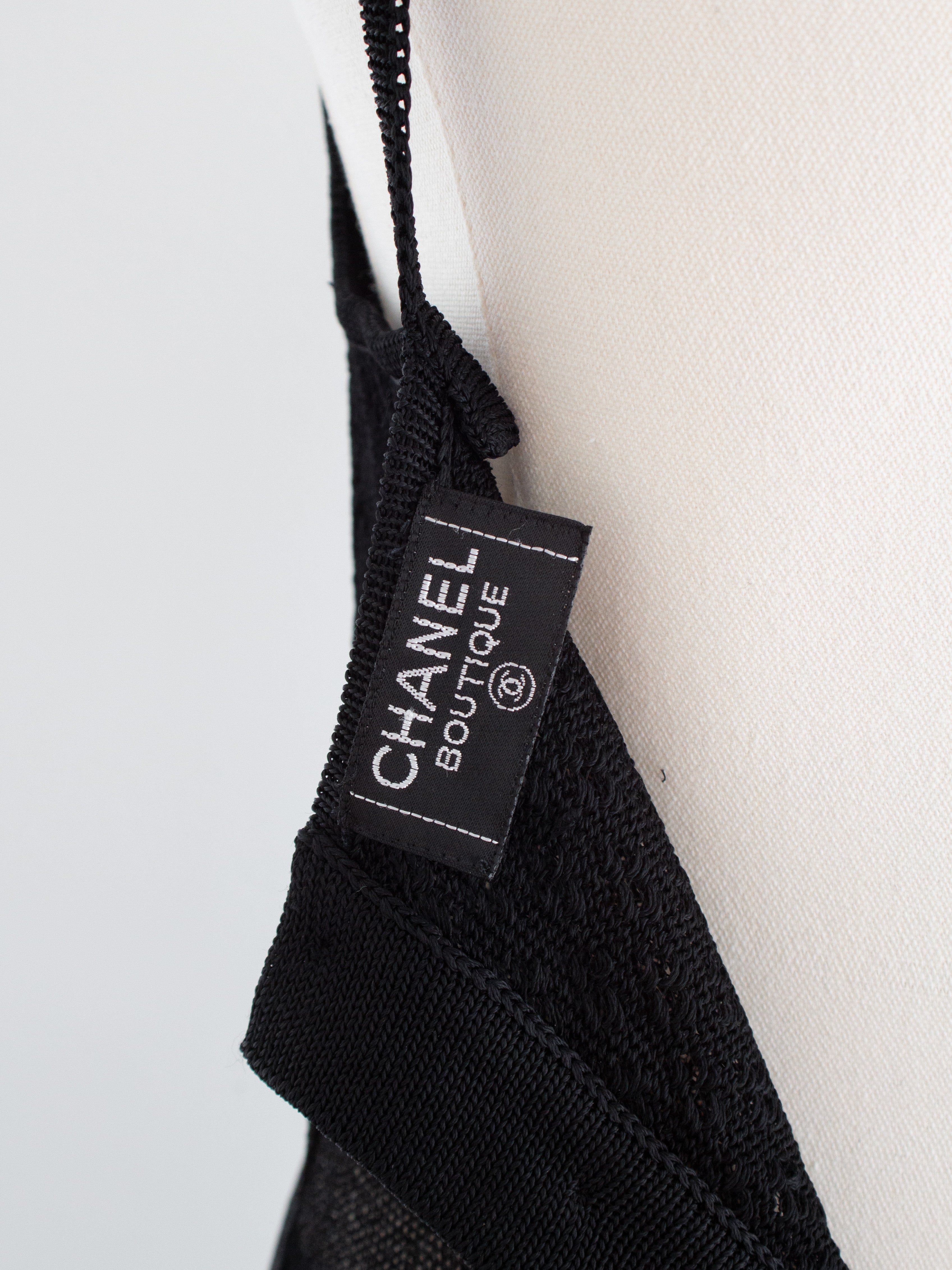 Chanel Vintage S/S 1995 Barbie Black Knit Crochet Pearl 95P Jumpsuit