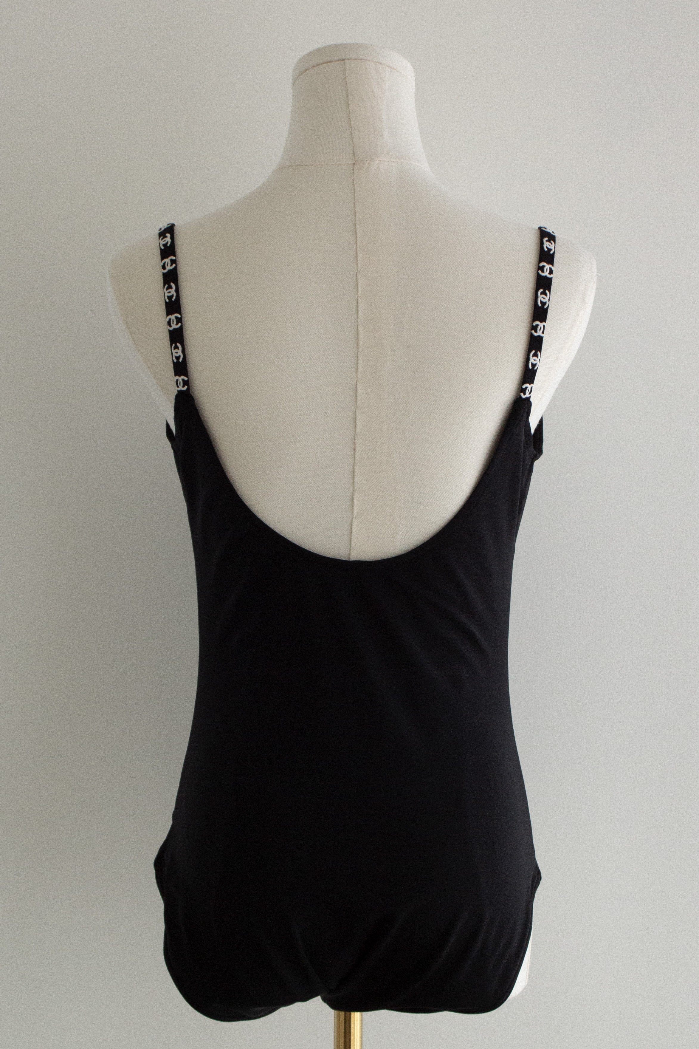 Chanel Vintage Spring/Summer 1997 Black White CC Logo 97P Bodysuit Swimsuit