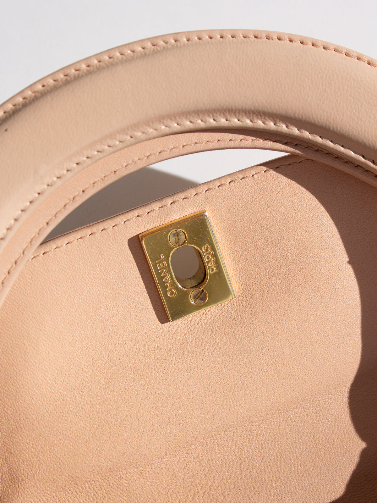 Chanel Vintage 1998 Kelly Pink Nude Lambskin 24K Gold Top Handle Bag