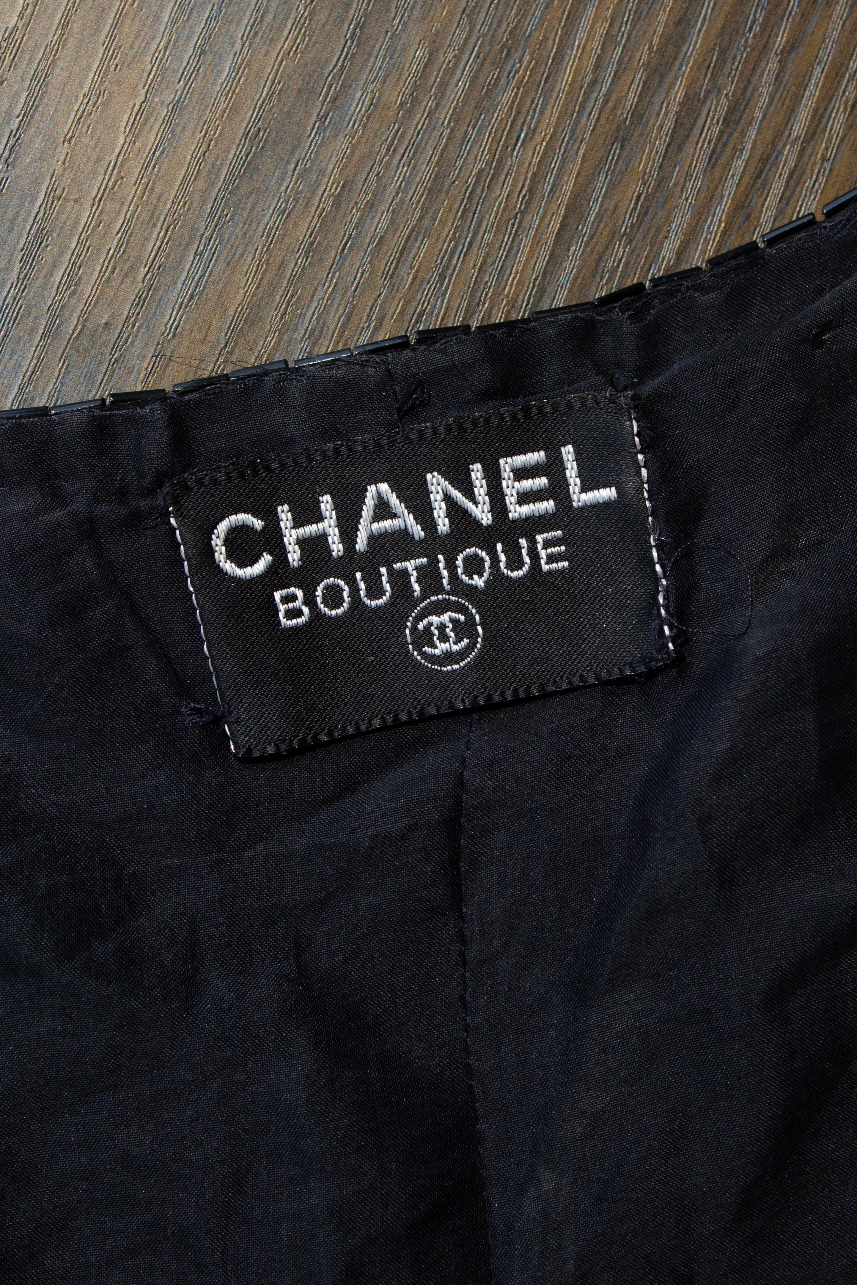 Chanel F/W 1989 Black Sequin Gold Buttons Evening Top
