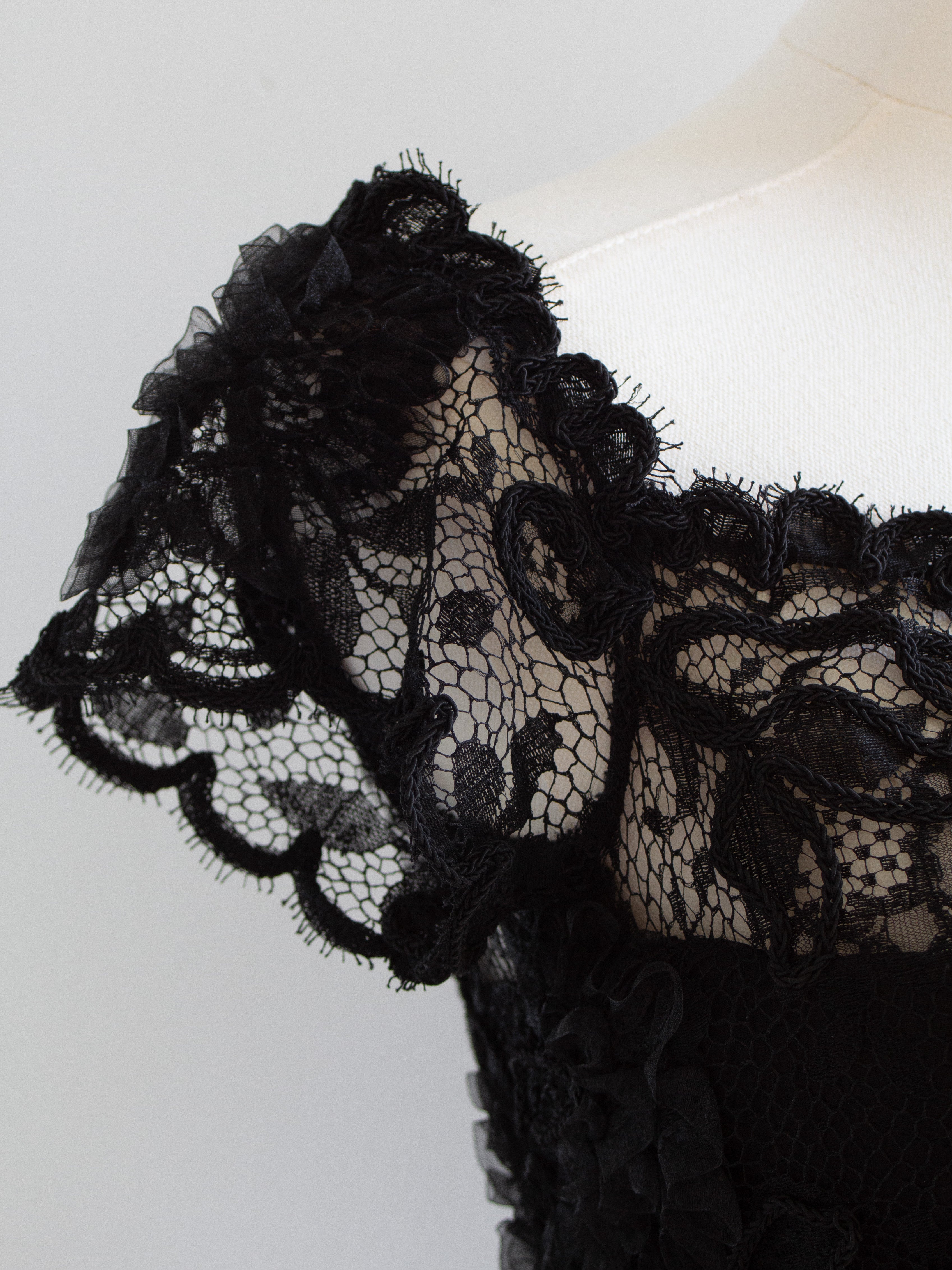 Chanel Vintage F/W1995 Black Lace Flower Bustier 95A Top