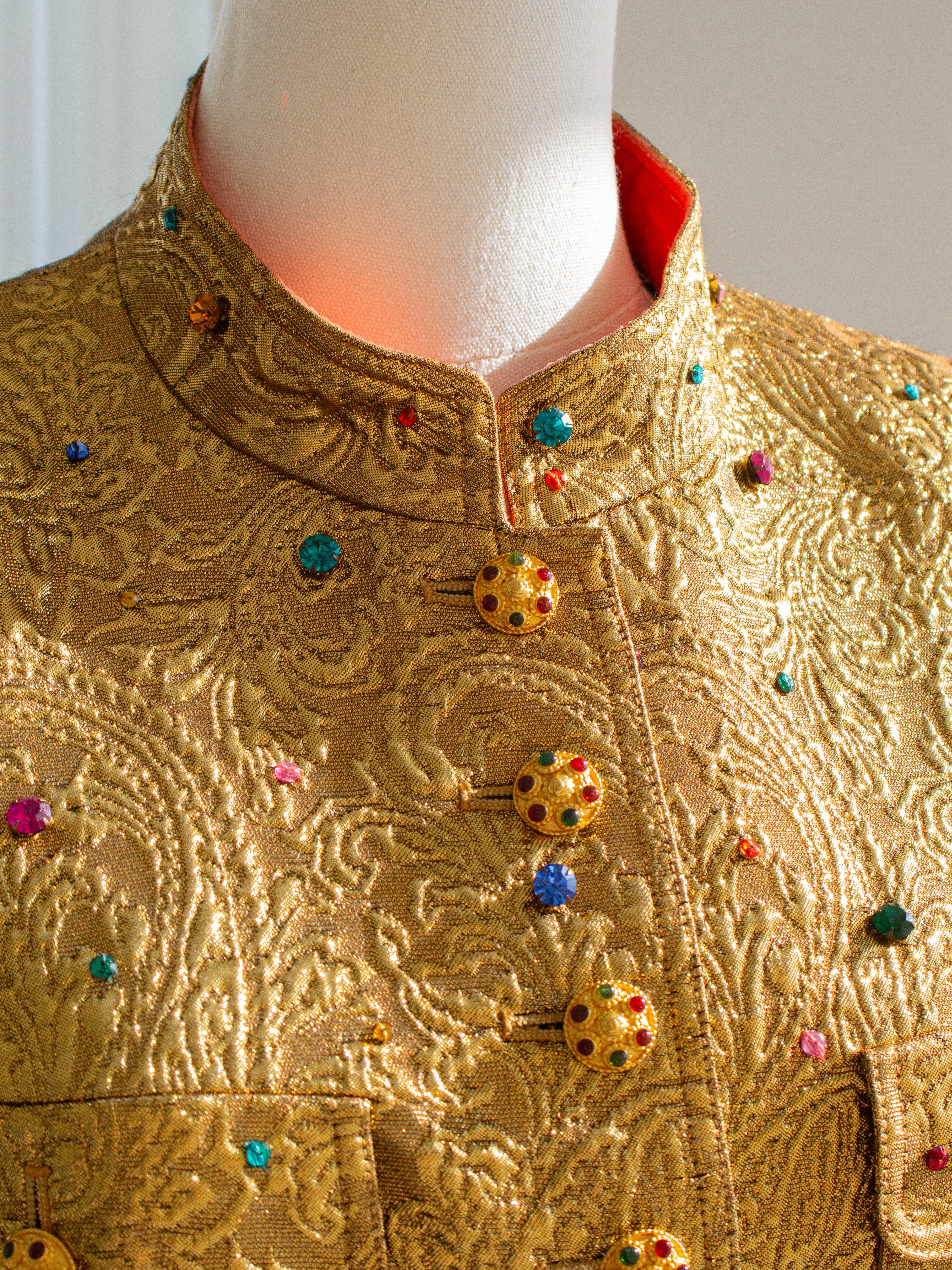 Chanel Vintage F/W 1996 Gold Brocade Mughal Jeweled Gripoix 96A Jacket