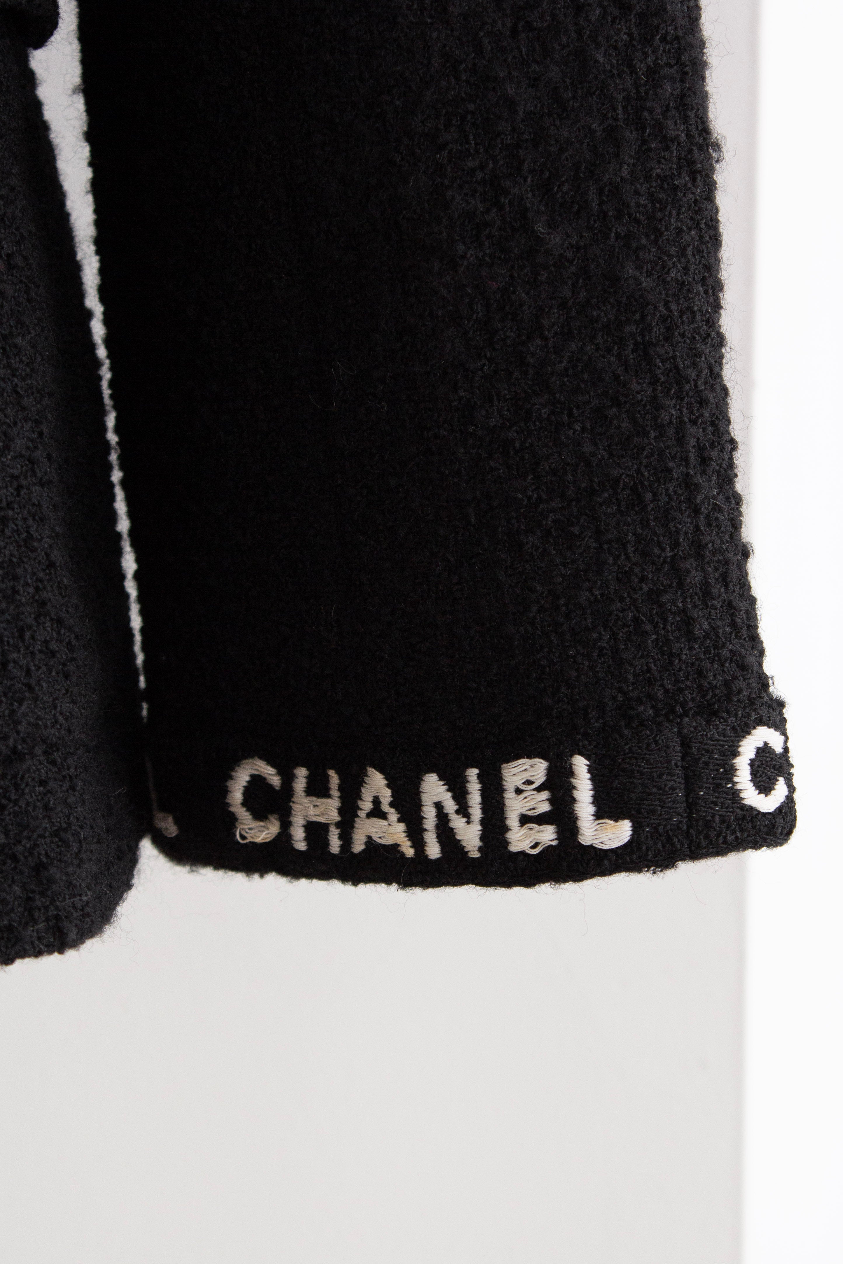Chanel Vintage F/W 1995 Black White Logo Tweed 95A Jacket