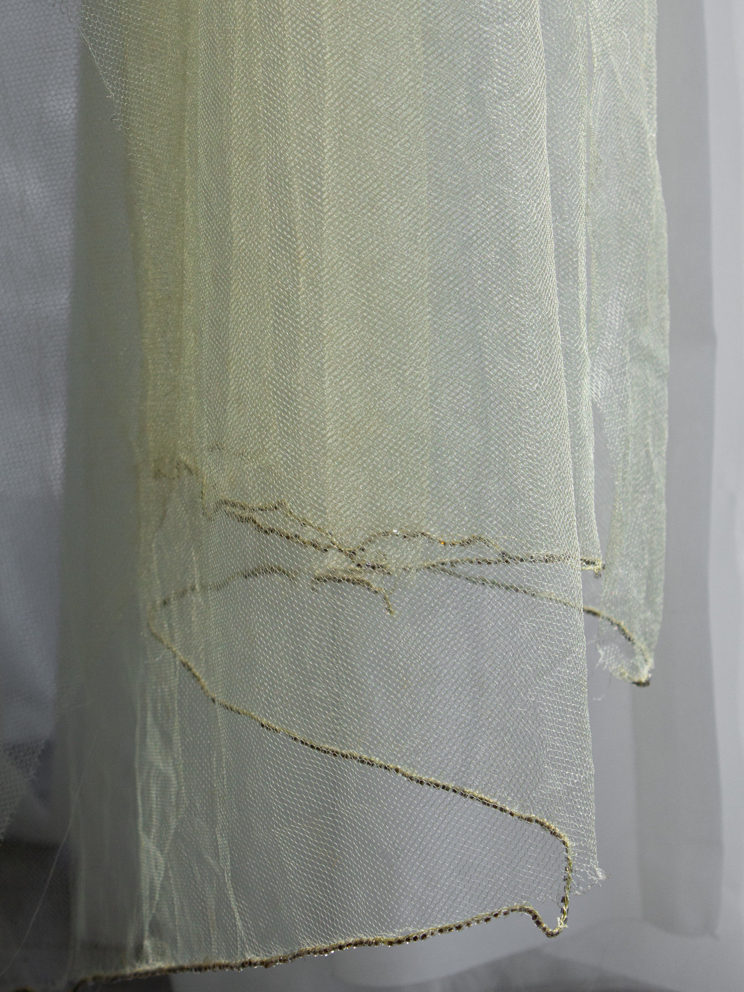 Chanel Haute Couture F/W 1995 Green Bianchini Silk Lesage Beaded Dress