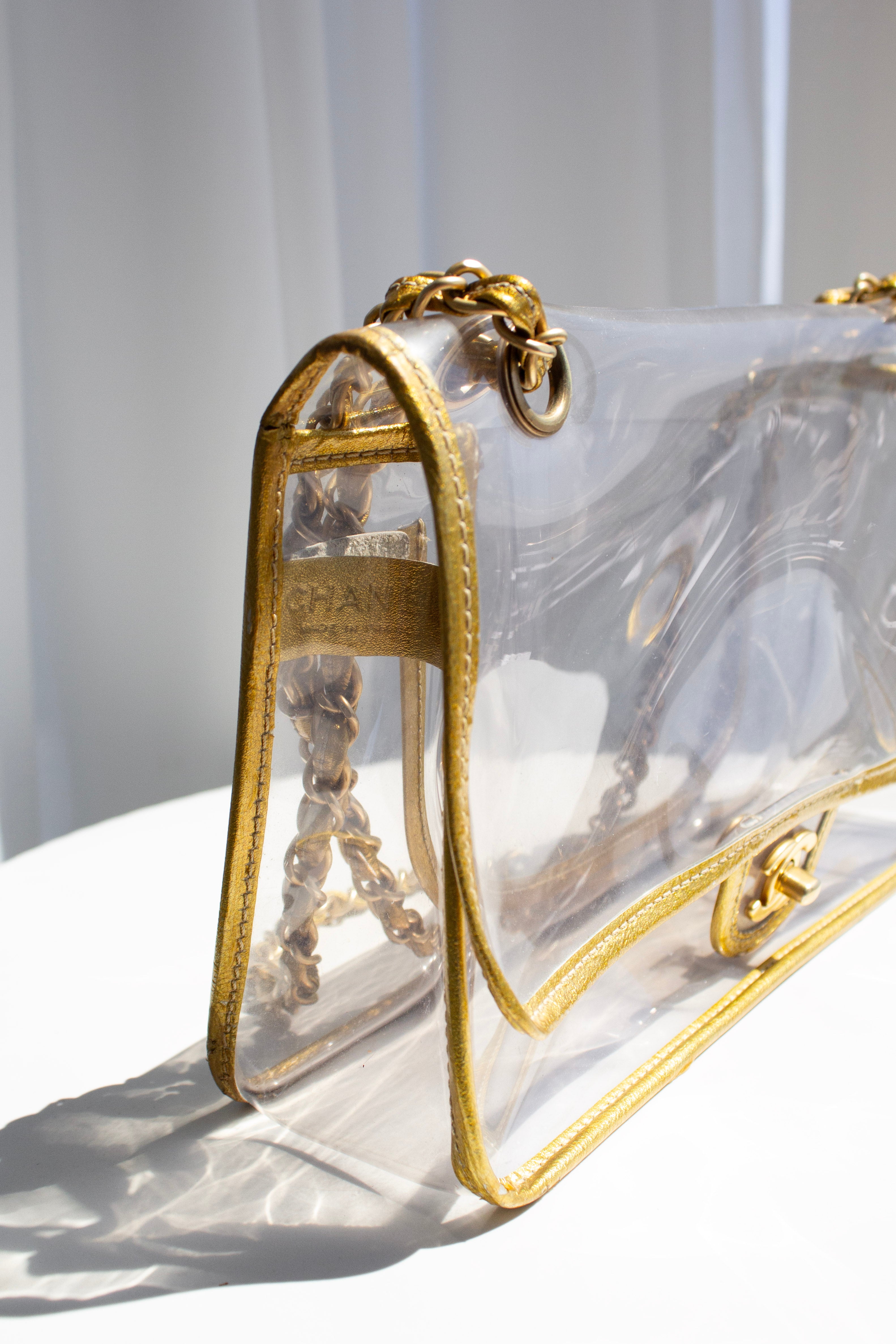 Chanel Vintage 2006 Naked PVC Transparent Gold Classic Flap Bag