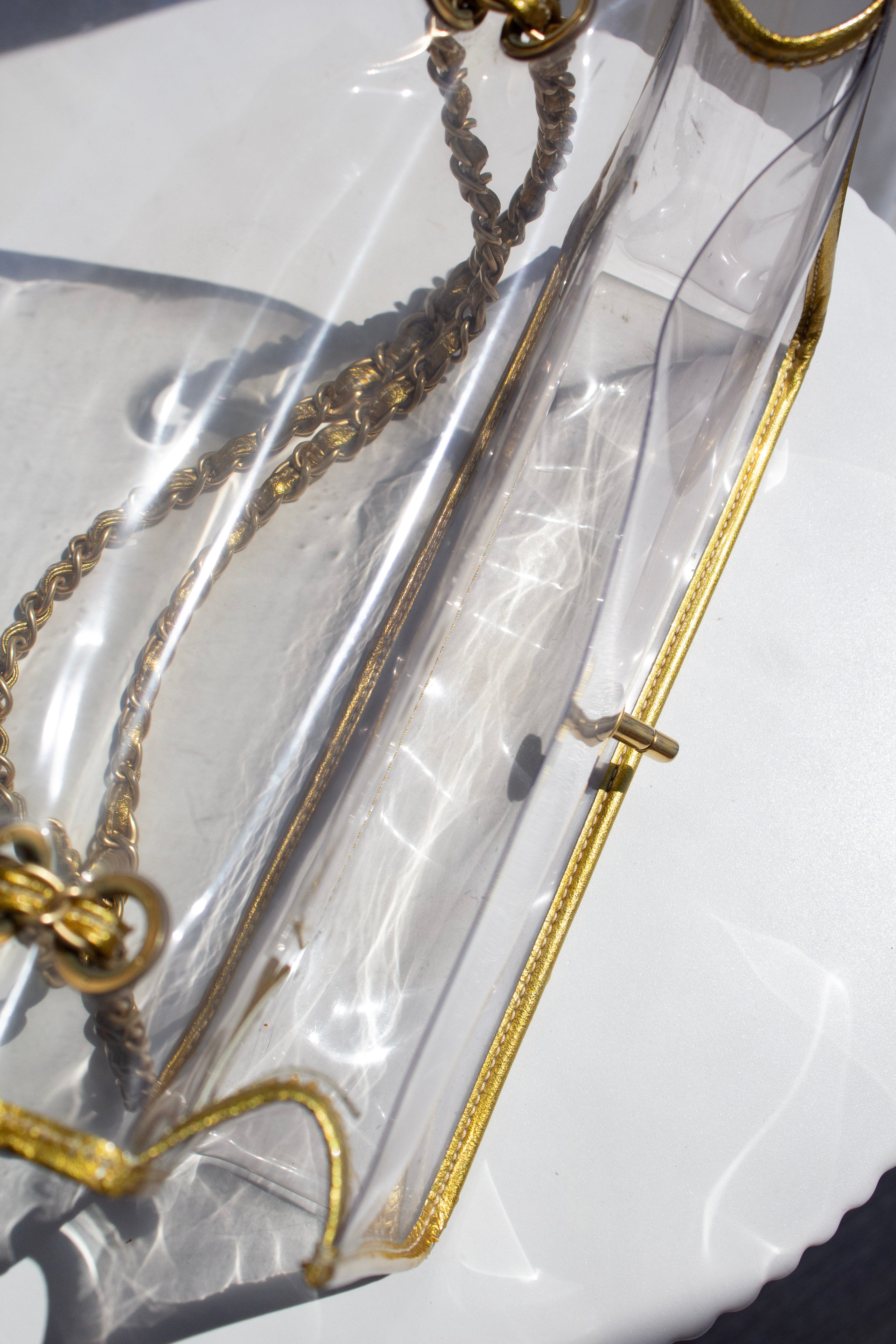 Chanel Vintage 2006 Naked PVC Transparent Gold Classic Flap Bag