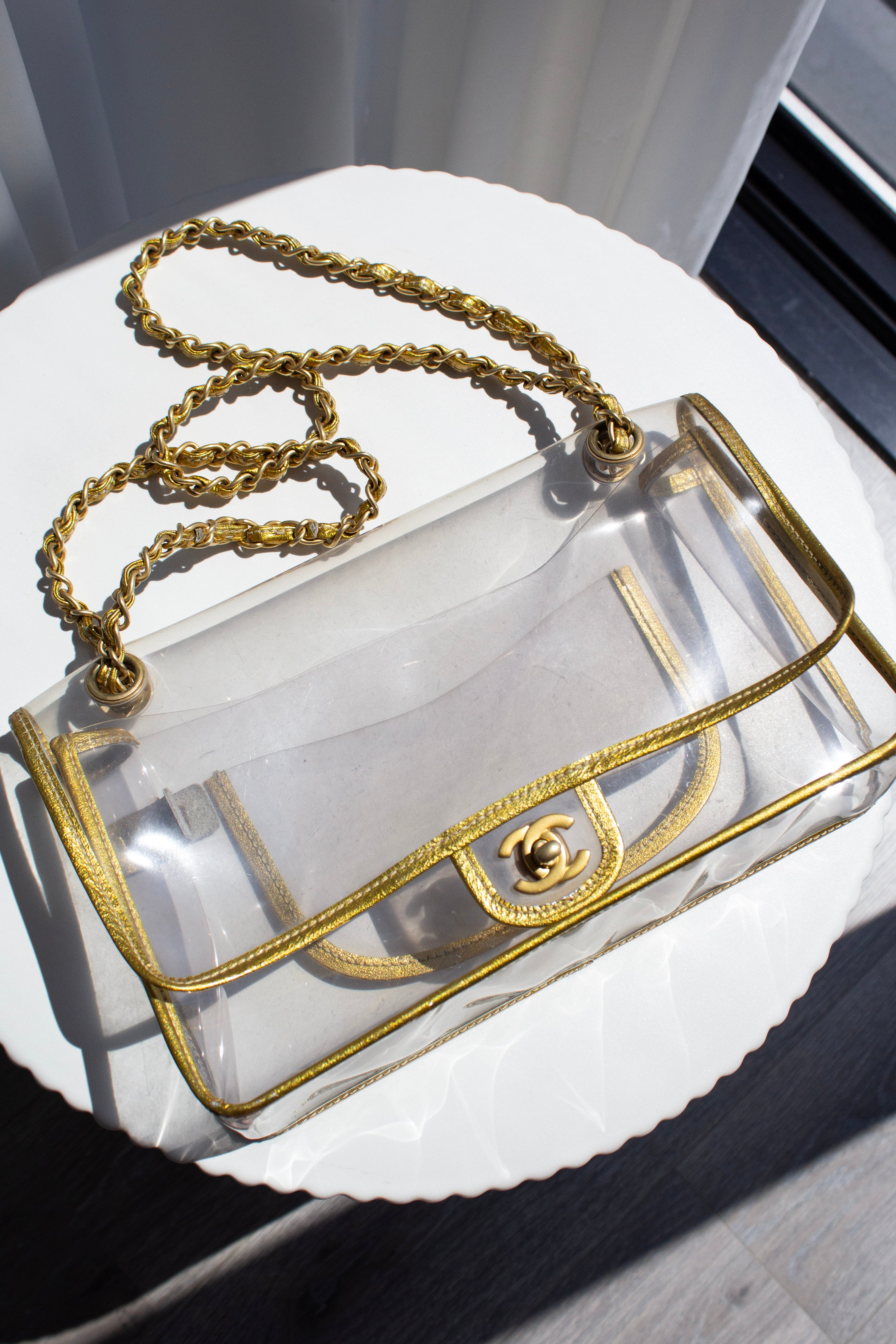 Chanel Vintage 2006 Naked PVC Transparent Gold Classic Flap Bag