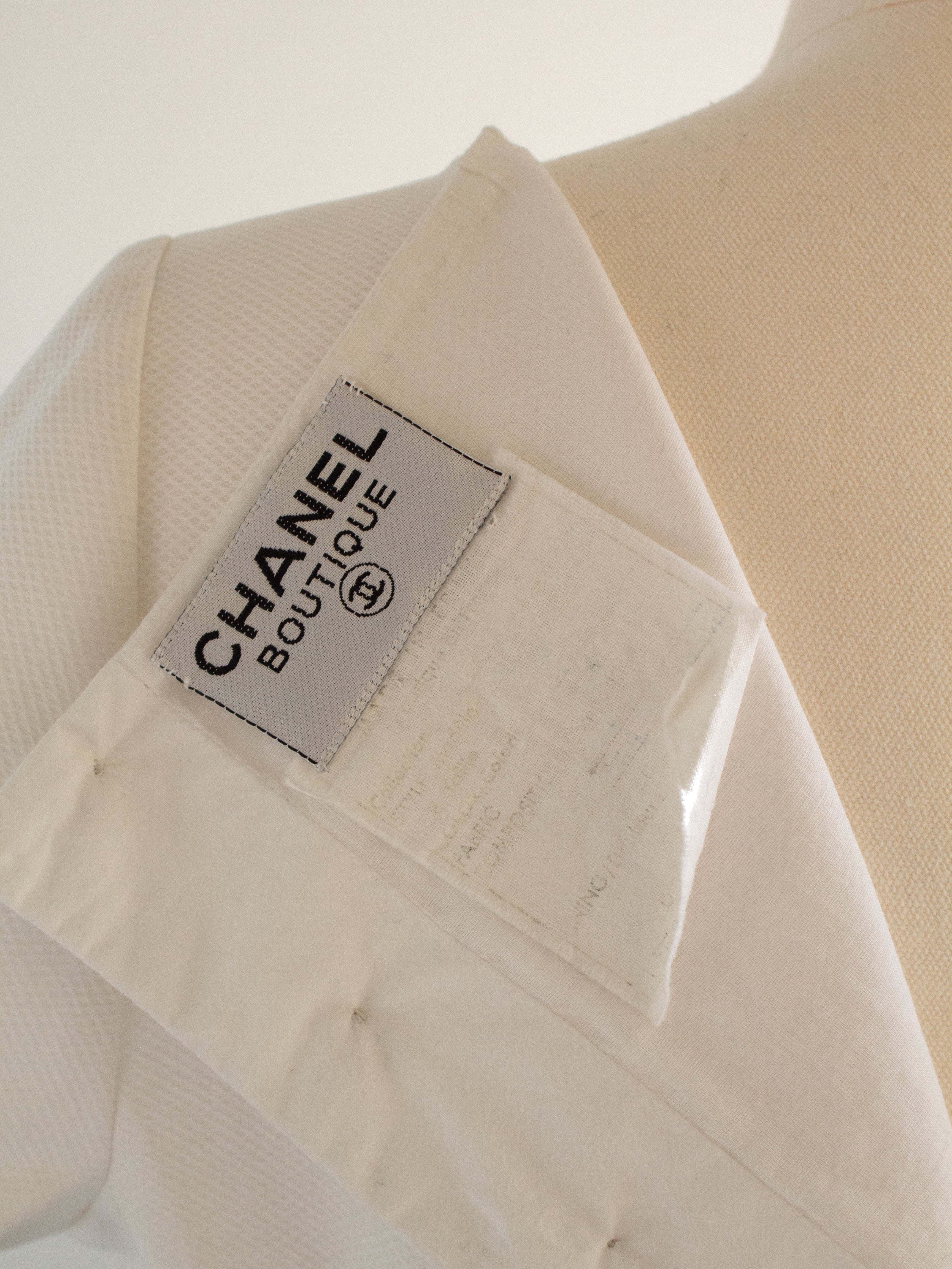 Chanel Vintage S/S 1988 White Black Lace Camellia Bow Dress Gown