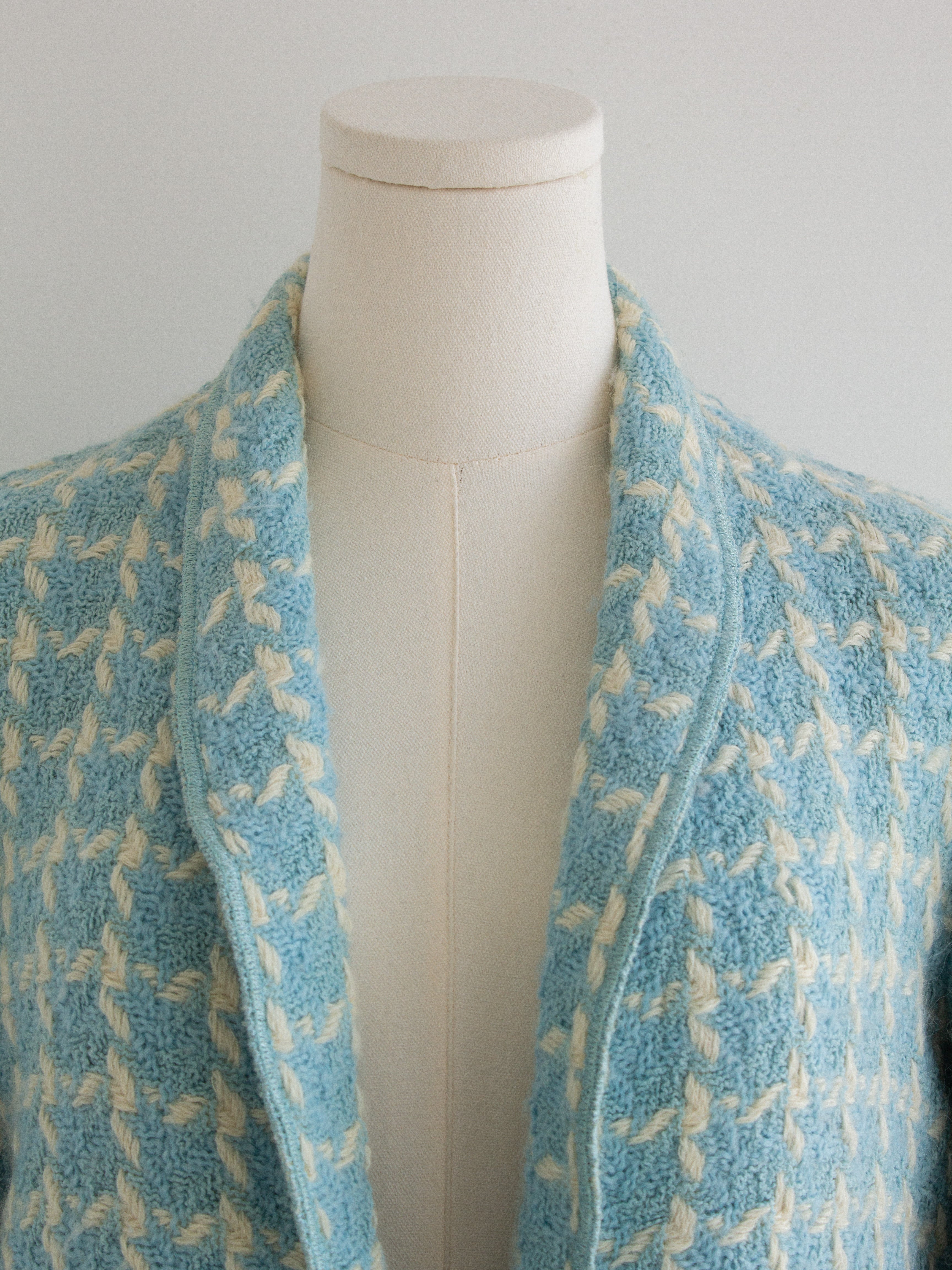 Chanel Vintage S/S 1996 Sky Blue Plaid 96P Tweed Jacket
