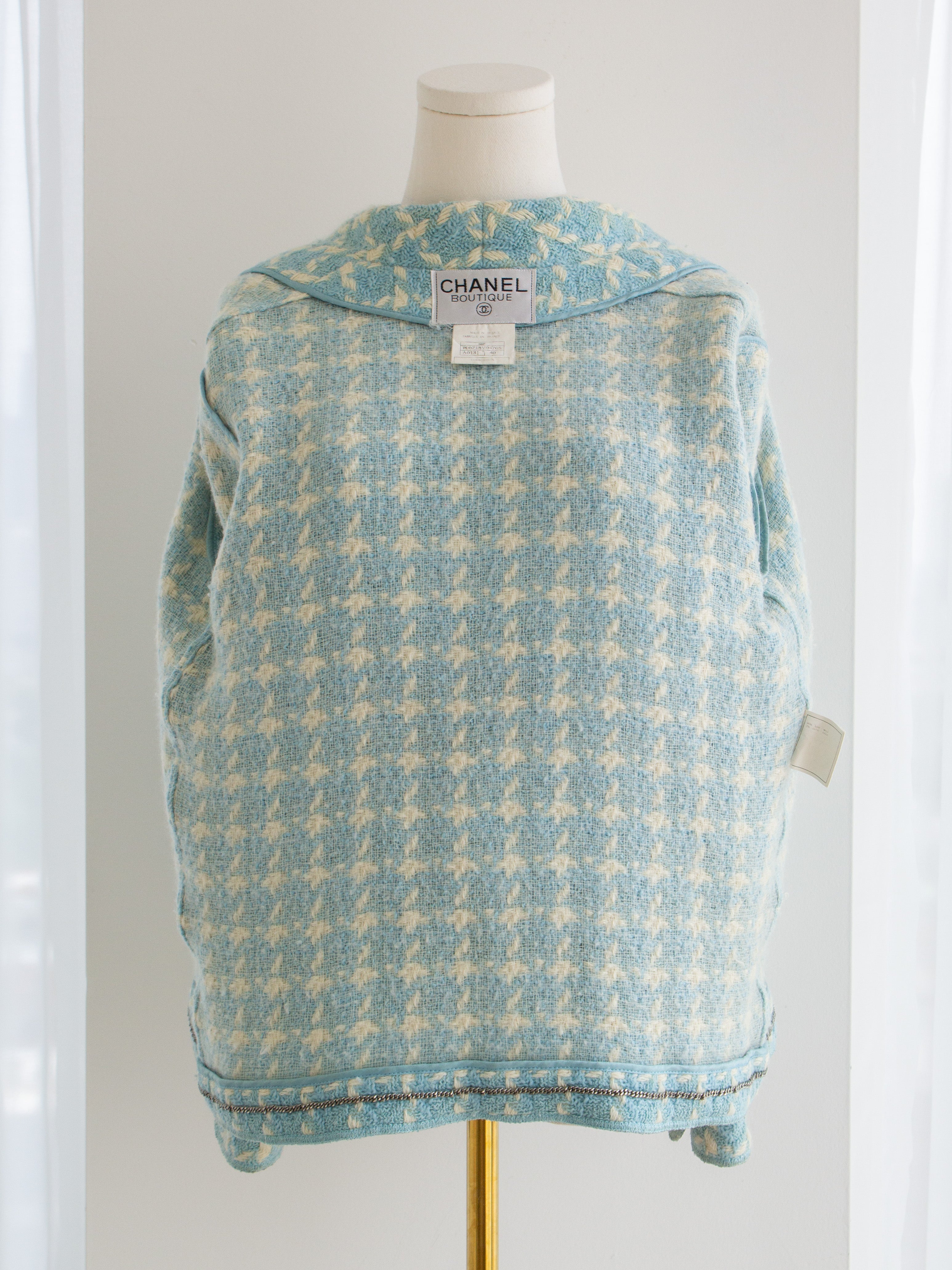 Chanel Vintage S/S 1996 Sky Blue Plaid 96P Tweed Jacket