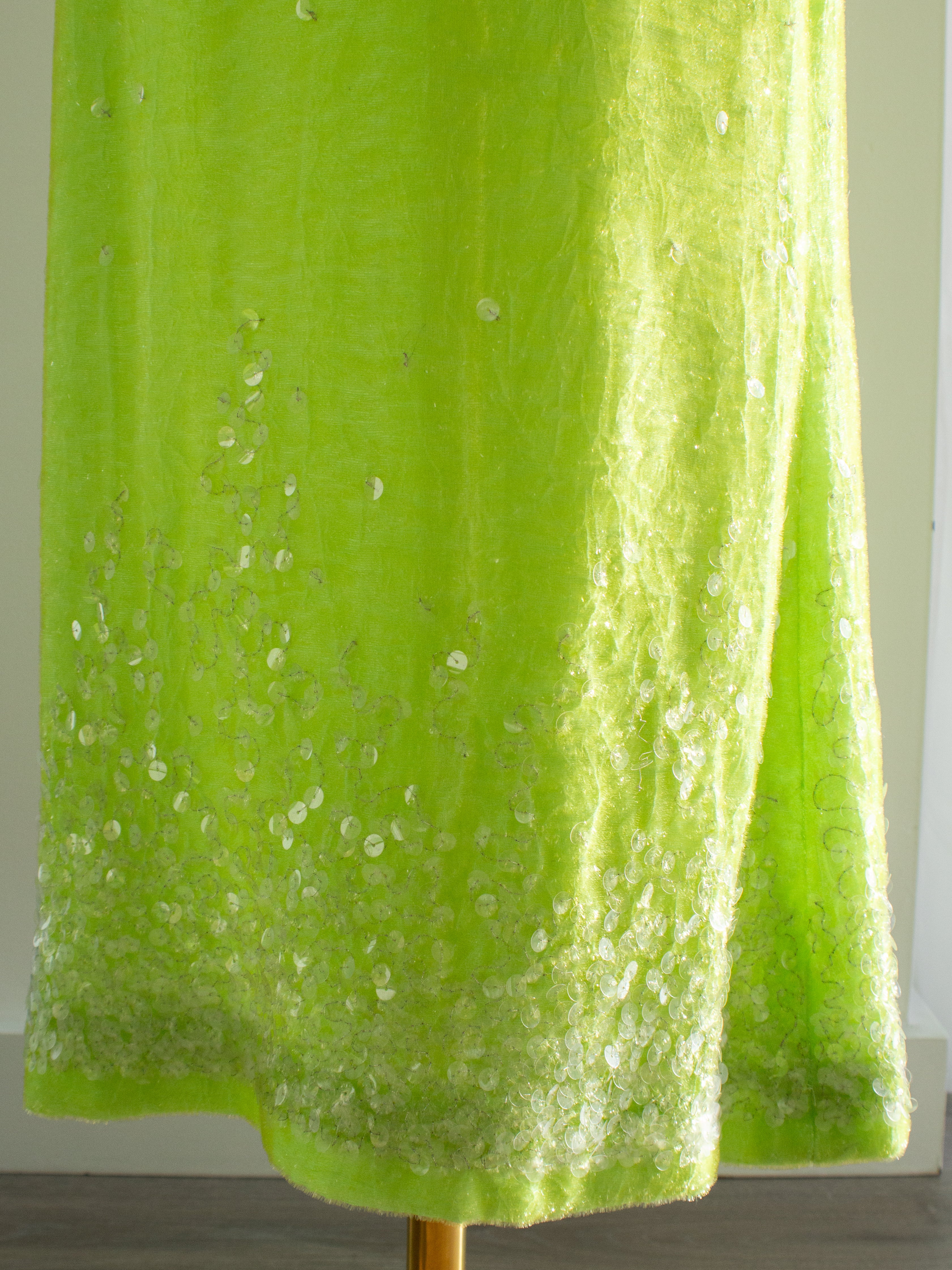 Chanel Vintage S/S 1997 Green Sequin Embellished Velvet Dress Gown Jacket 97P Set