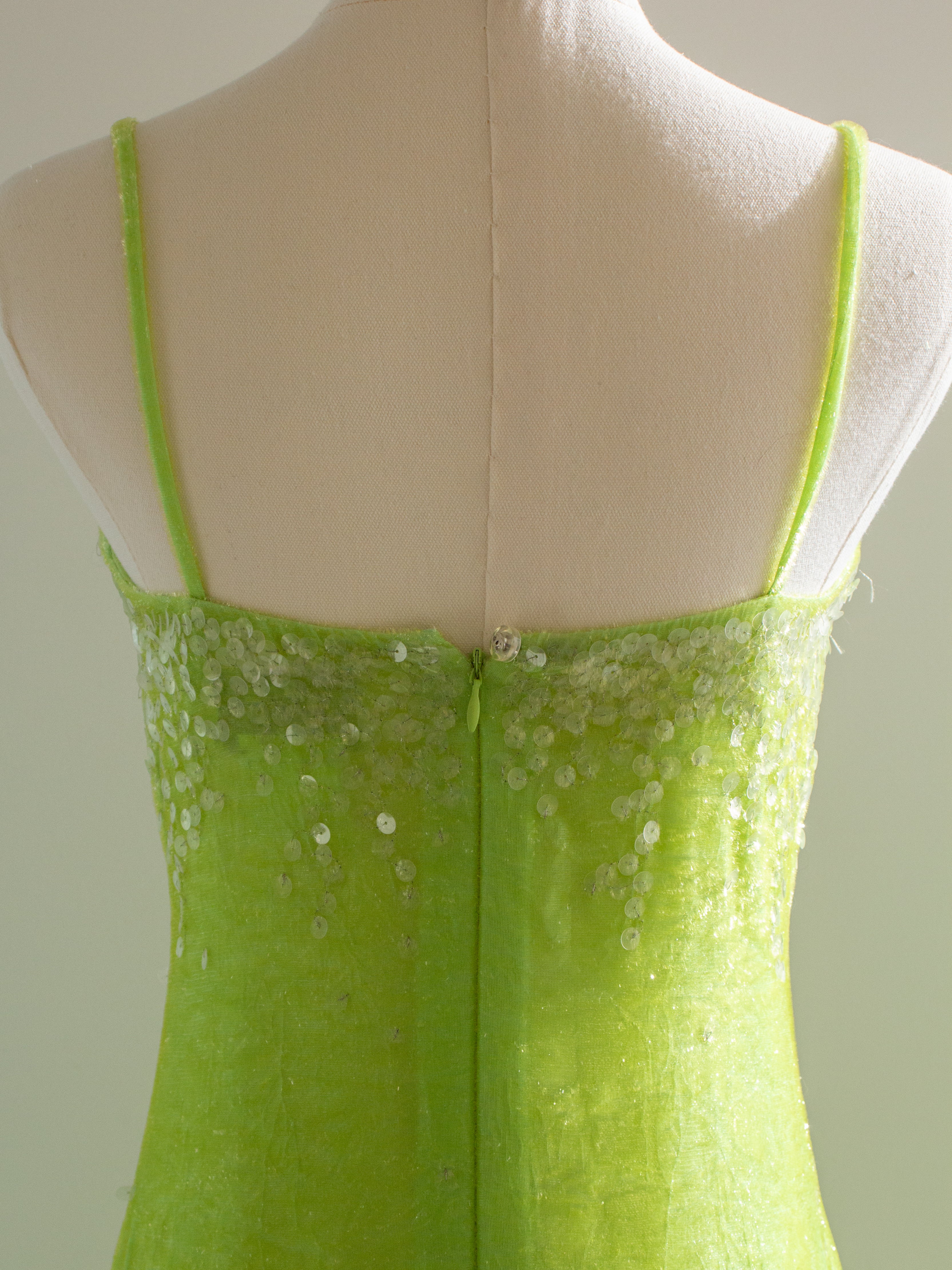 Chanel Vintage S/S 1997 Green Sequin Embellished Velvet Dress Gown Jacket 97P Set
