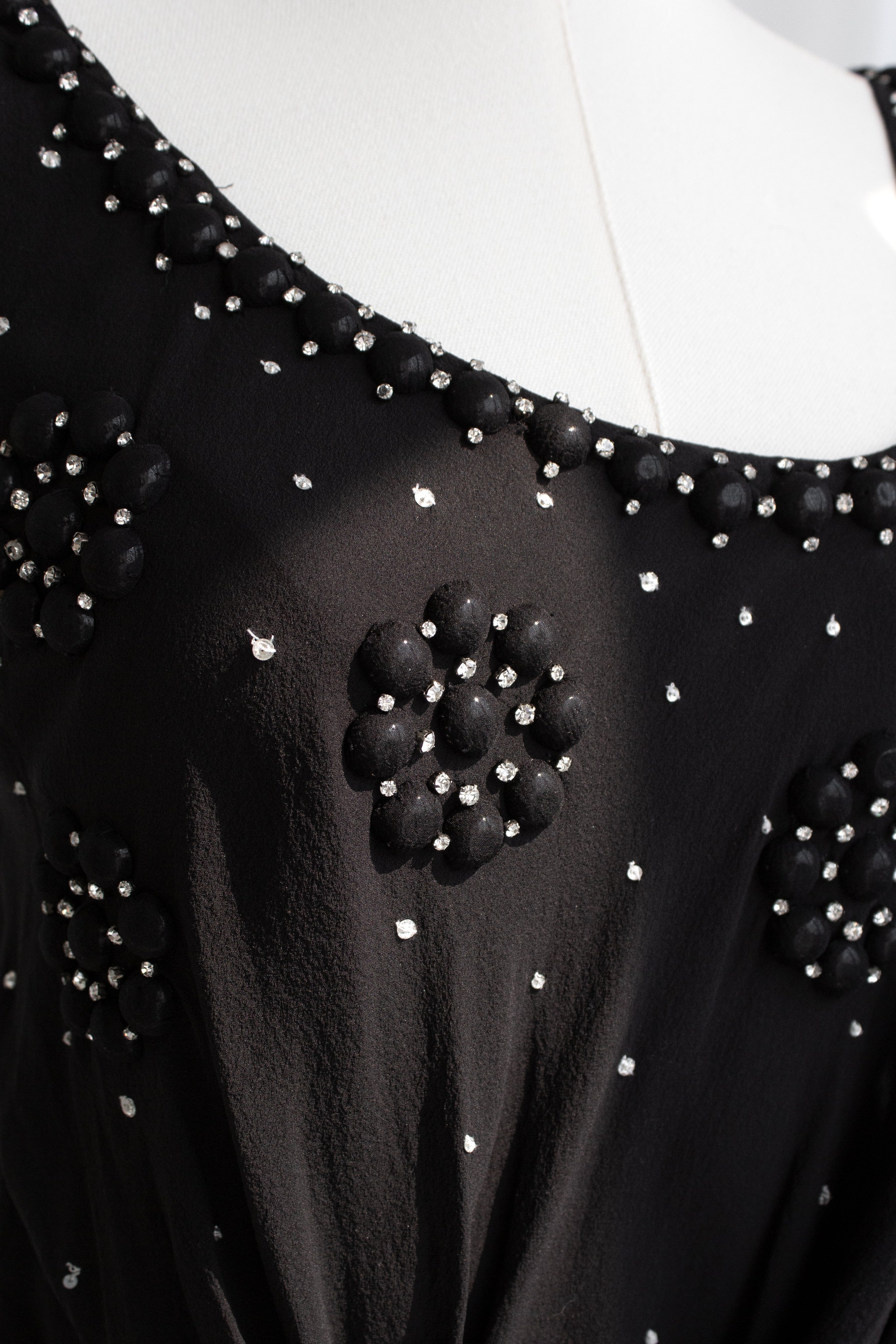 Christian Dior By John Galliano S/S 2007 Black Knot Flower Crystal Embellished Maxi Gown