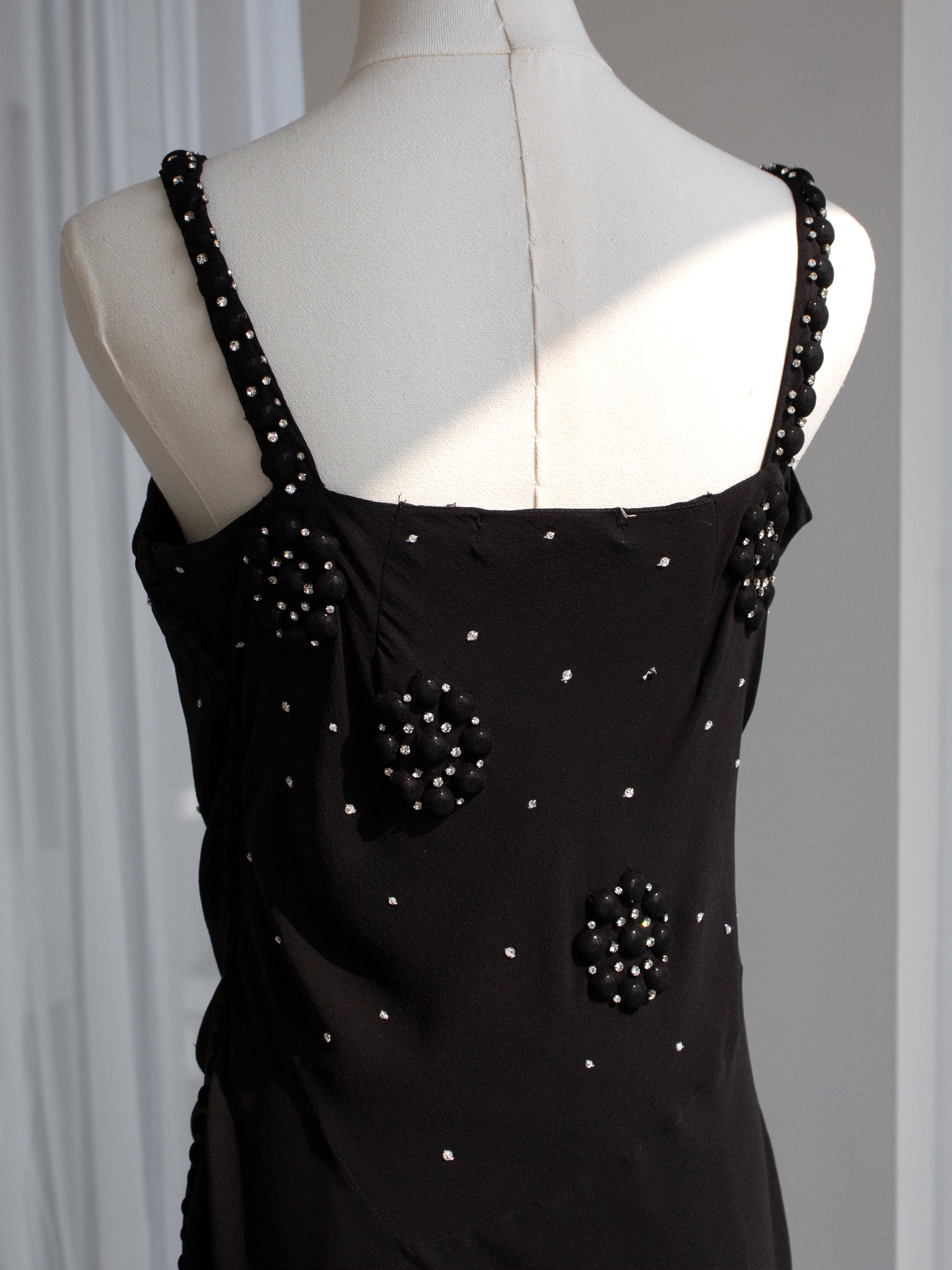 Christian Dior By John Galliano S/S 2007 Black Knot Flower Crystal Embellished Maxi Gown