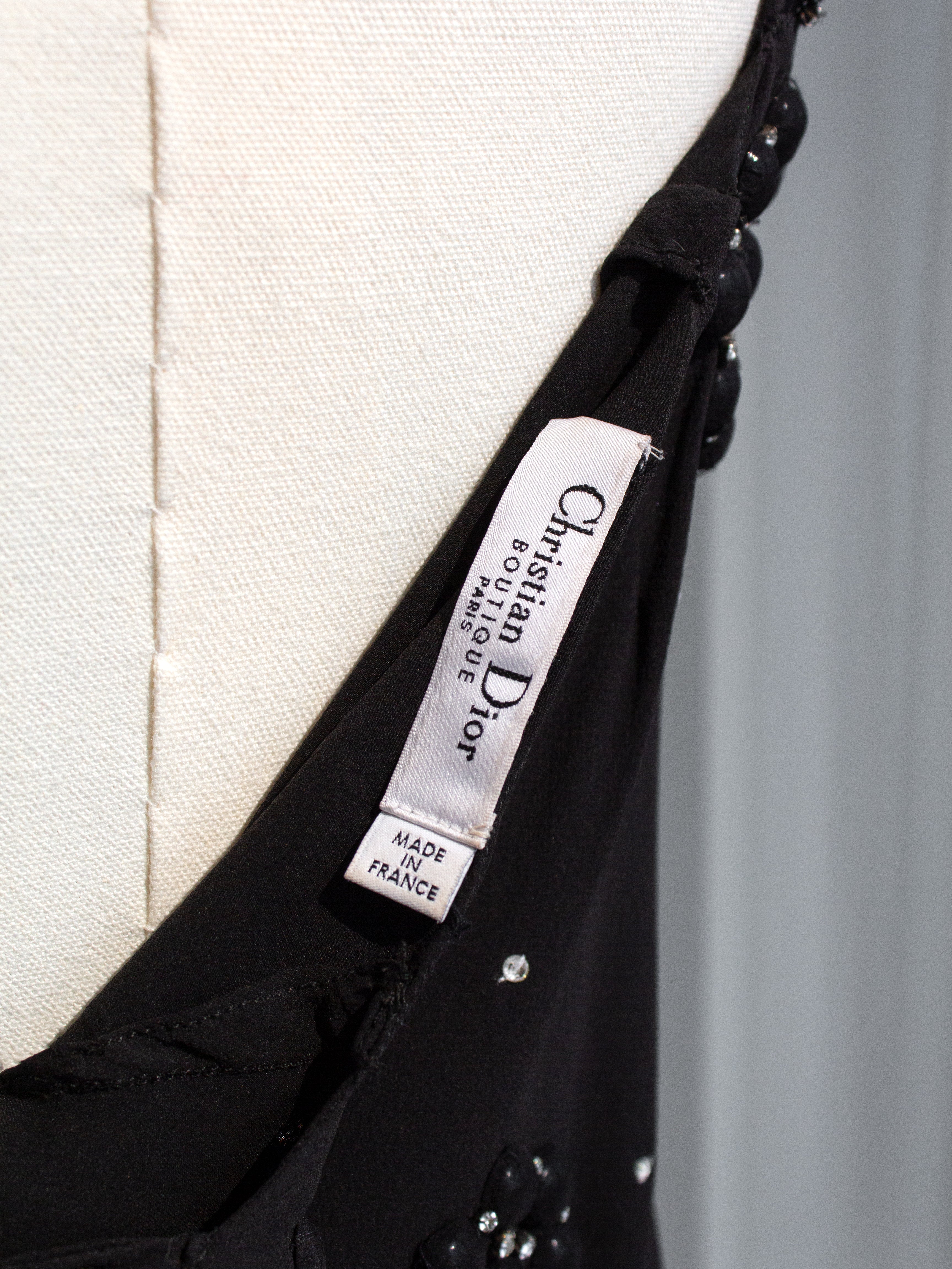 Christian Dior By John Galliano S/S 2007 Black Knot Flower Crystal Embellished Maxi Gown