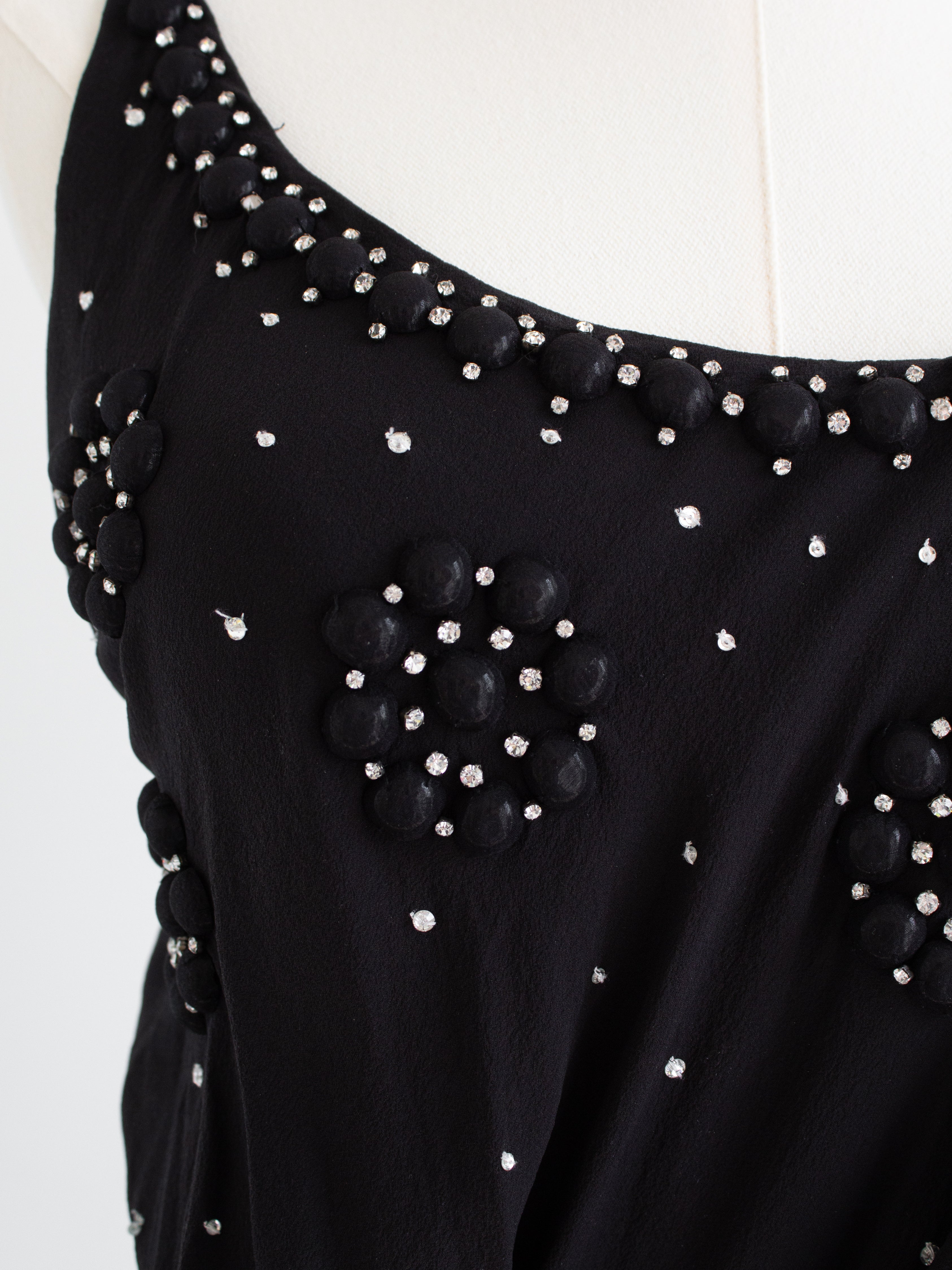 Christian Dior By John Galliano S/S 2007 Black Knot Flower Crystal Embellished Maxi Gown