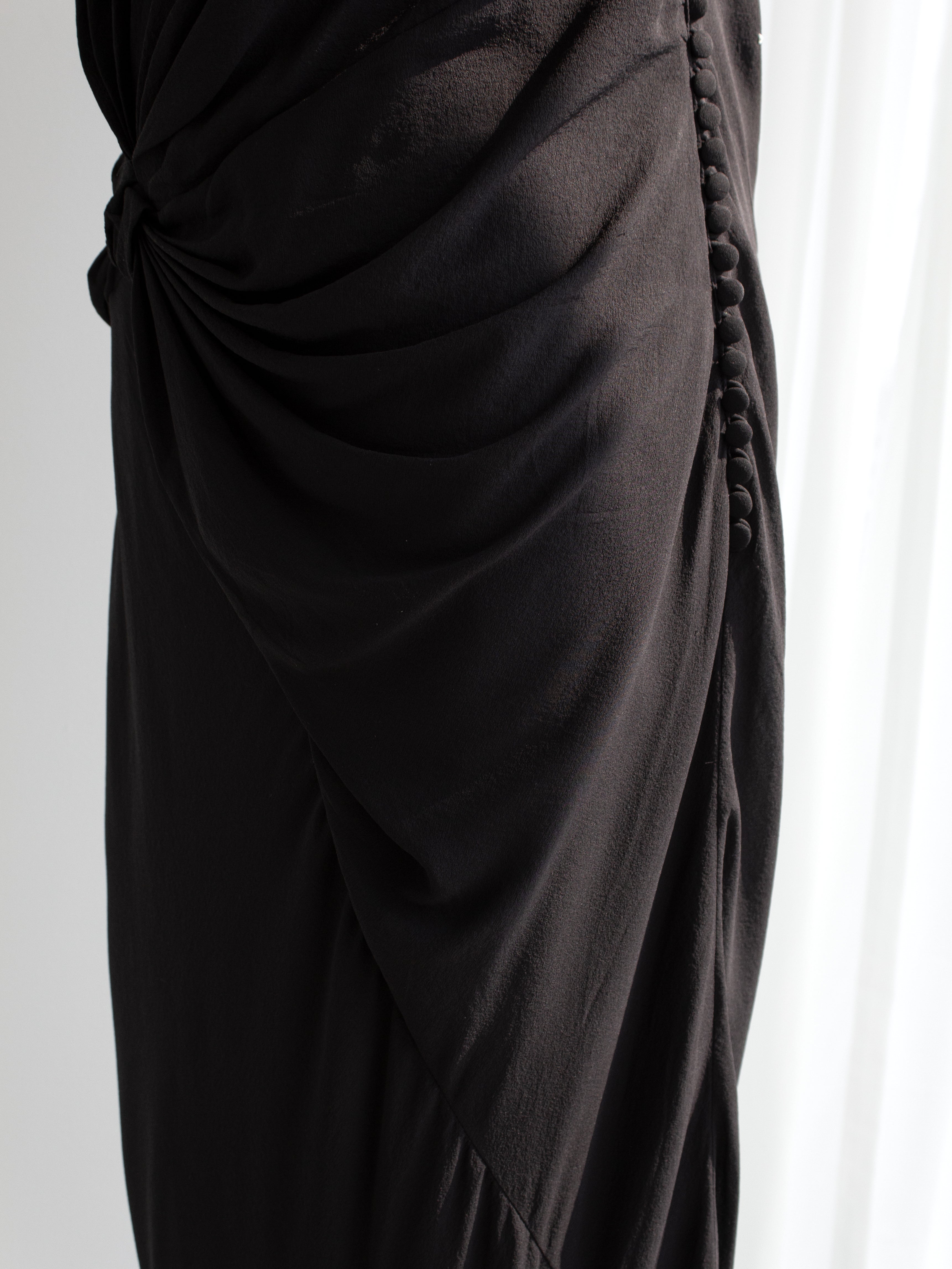 Christian Dior By John Galliano S/S 2007 Black Knot Flower Crystal Embellished Maxi Gown