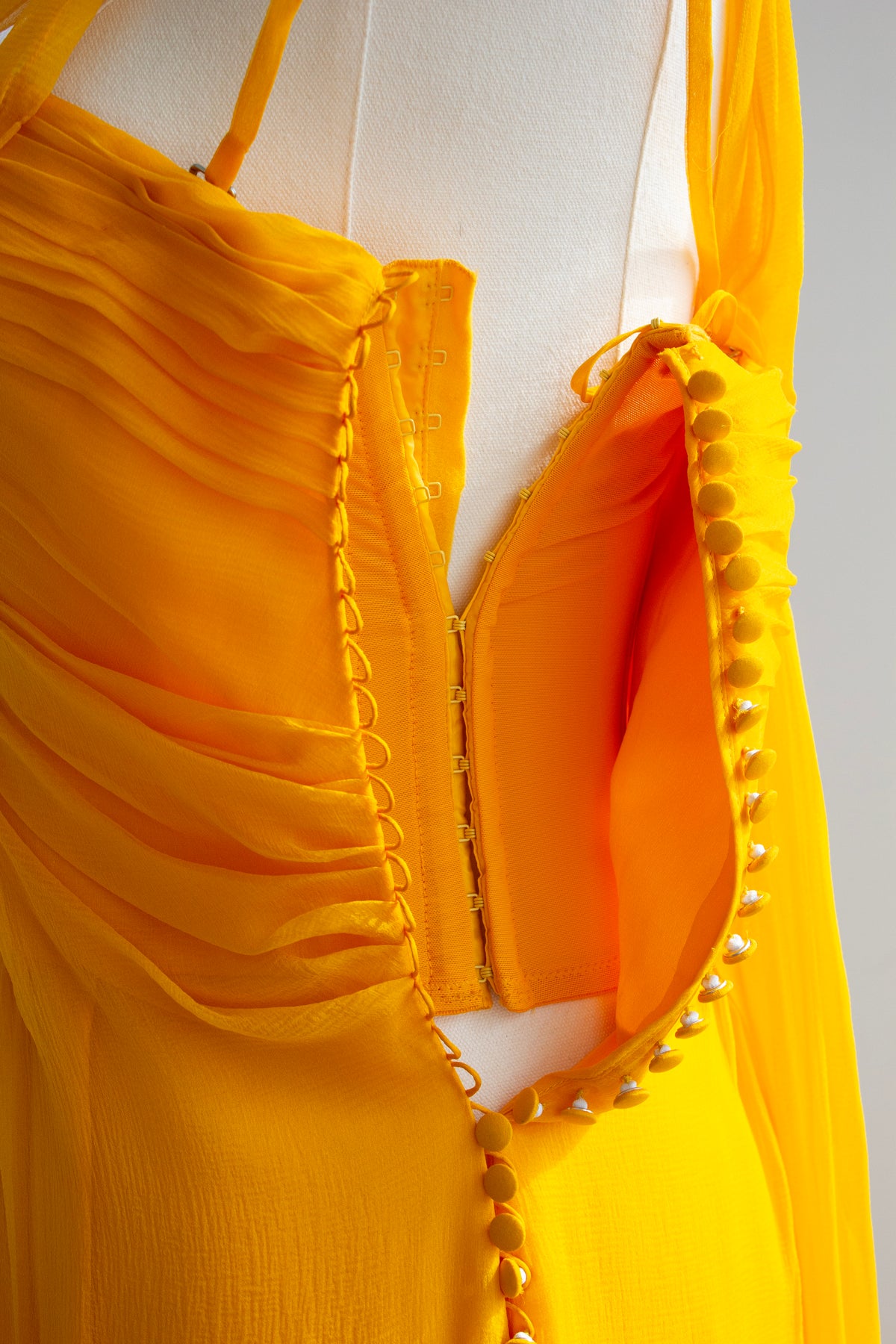 Christian Dior by John Galliano Cruise 2010 Marigold Yellow Draped Chiffon Gown
