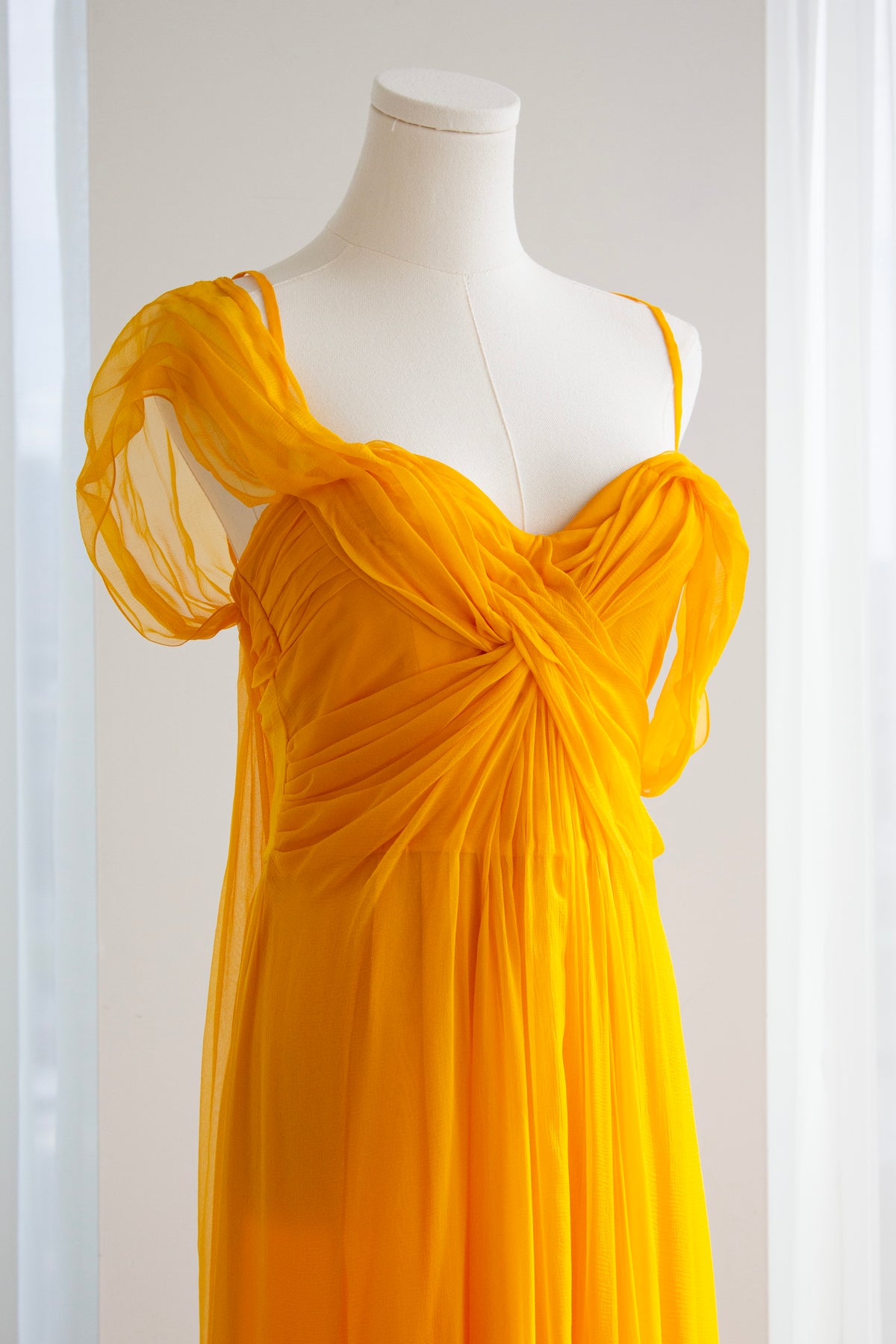 Christian Dior by John Galliano Cruise 2010 Marigold Yellow Draped Chiffon Gown