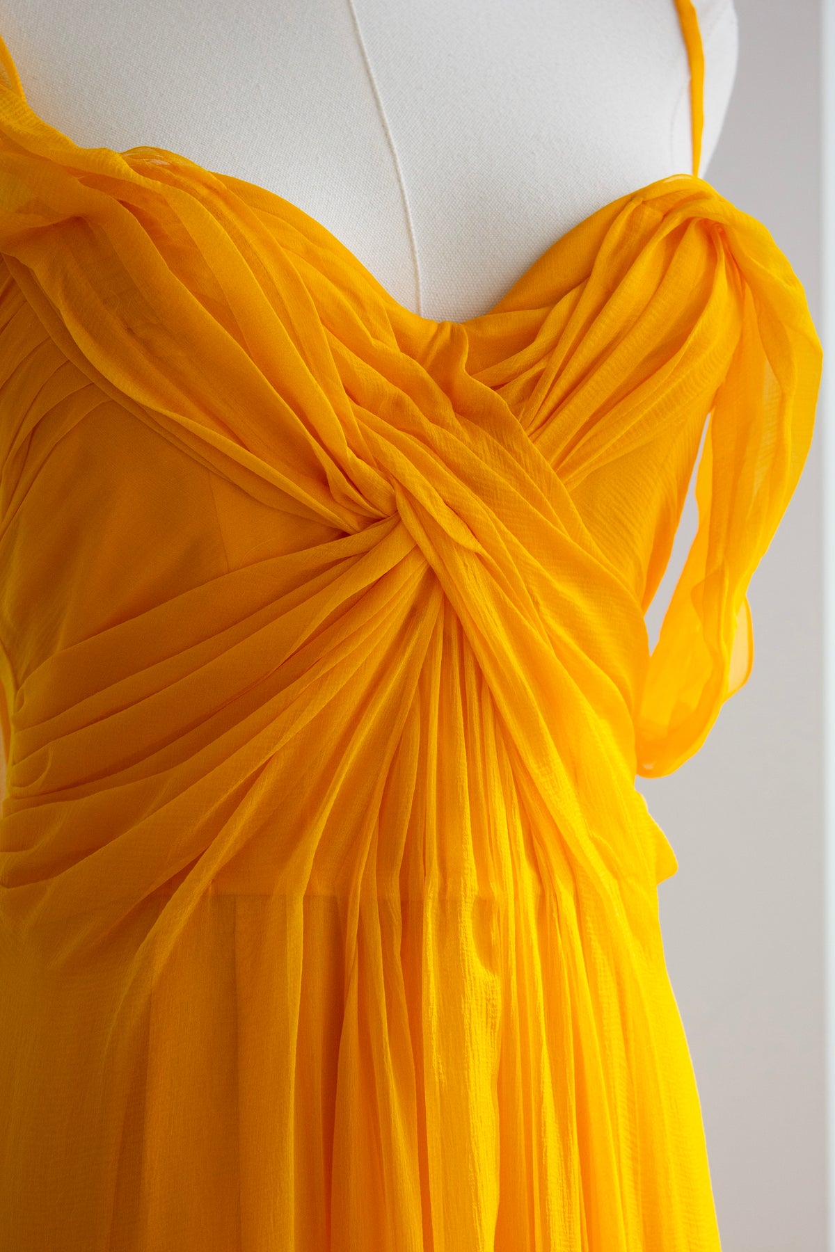 Christian Dior by John Galliano Cruise 2010 Marigold Yellow Draped Chiffon Gown