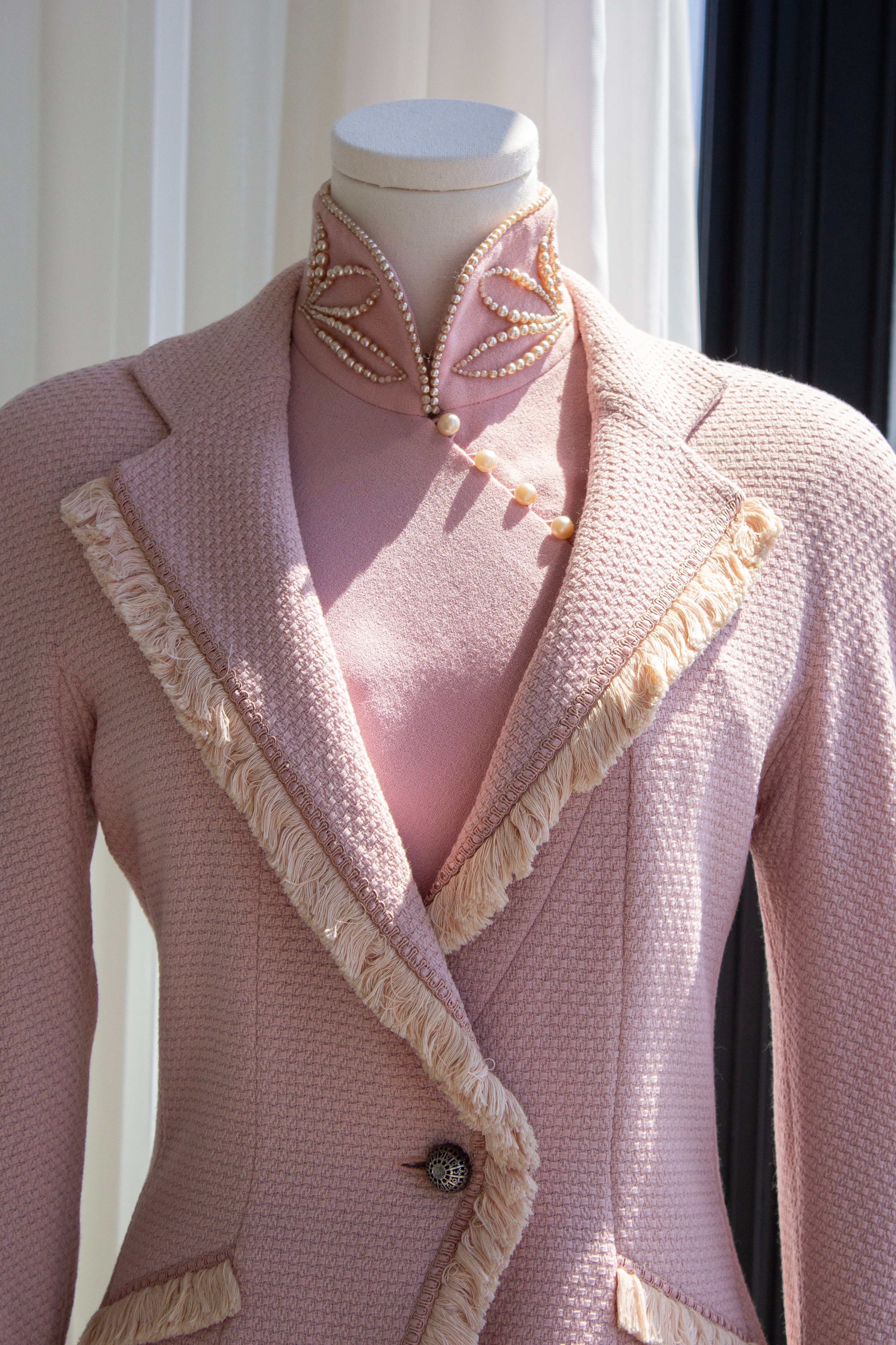 Christian Dior by John Galliano F/W 1997 Pink Cheongsam Pearl Dress Set