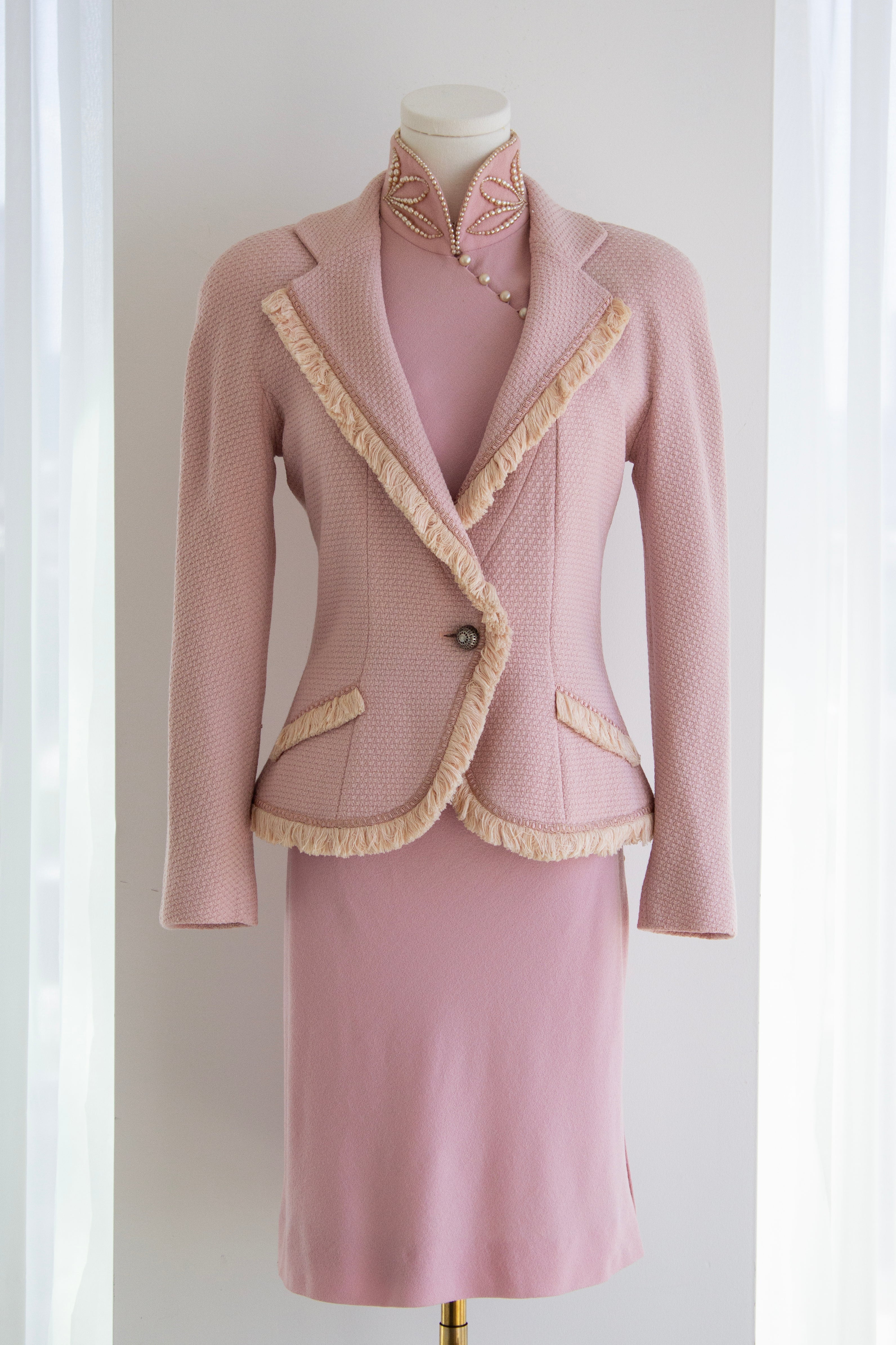 Christian Dior by John Galliano F/W 1997 Pink Cheongsam Pearl Dress Set