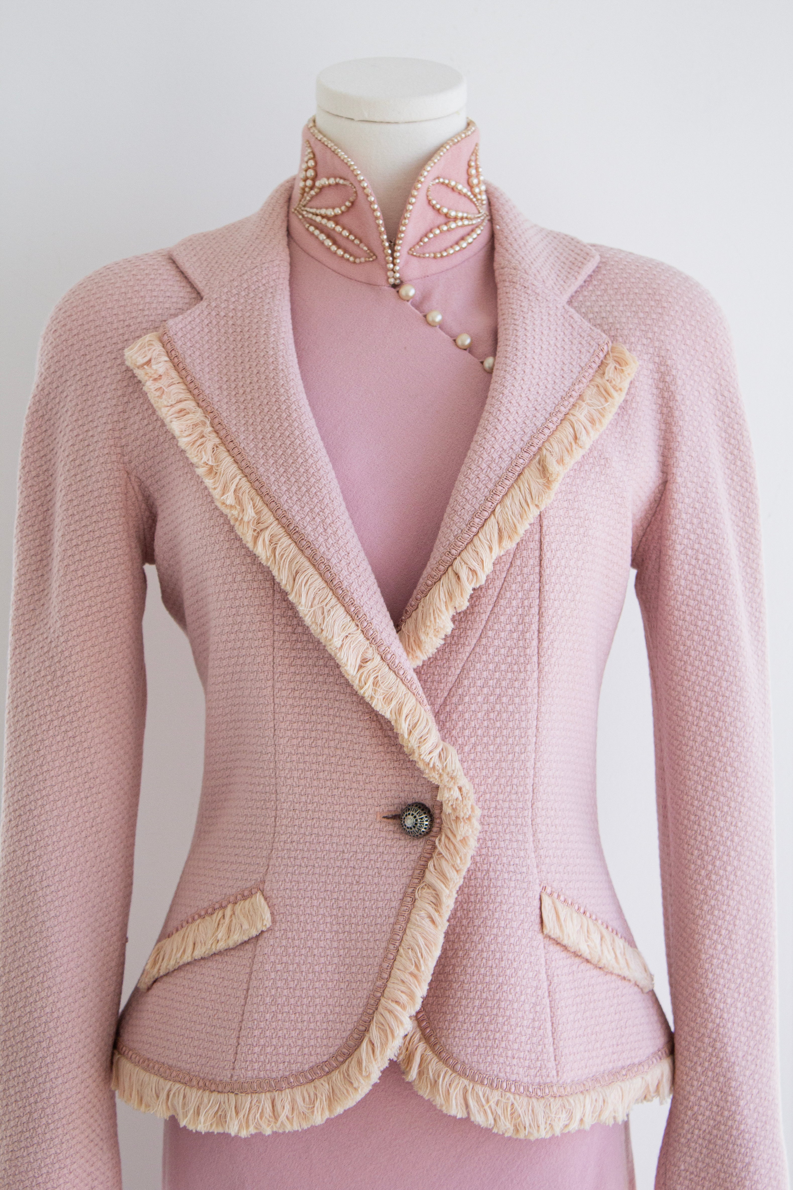 Christian Dior by John Galliano F/W 1997 Pink Cheongsam Pearl Dress Set