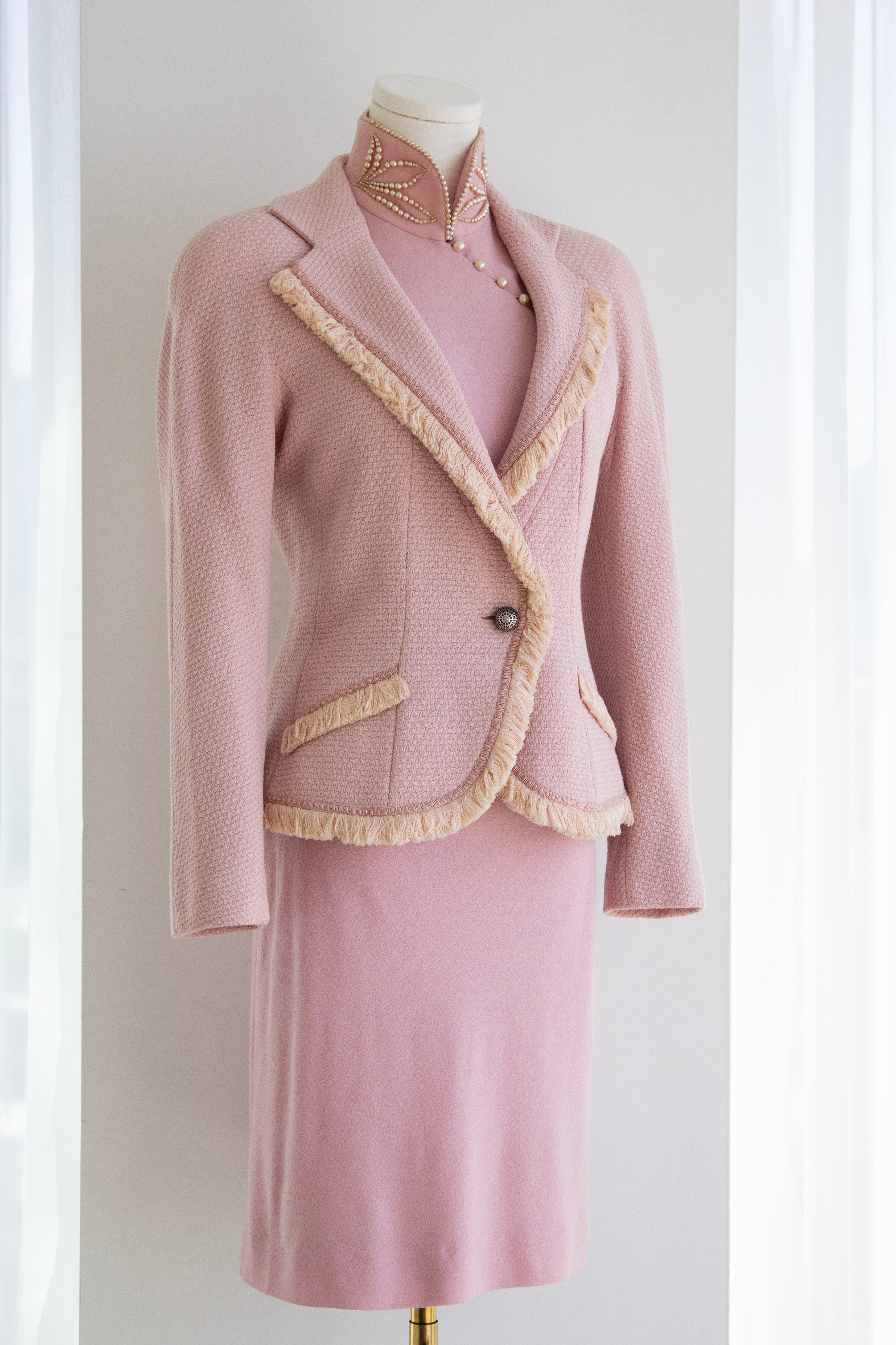 Christian Dior by John Galliano F/W 1997 Pink Cheongsam Pearl Dress Set