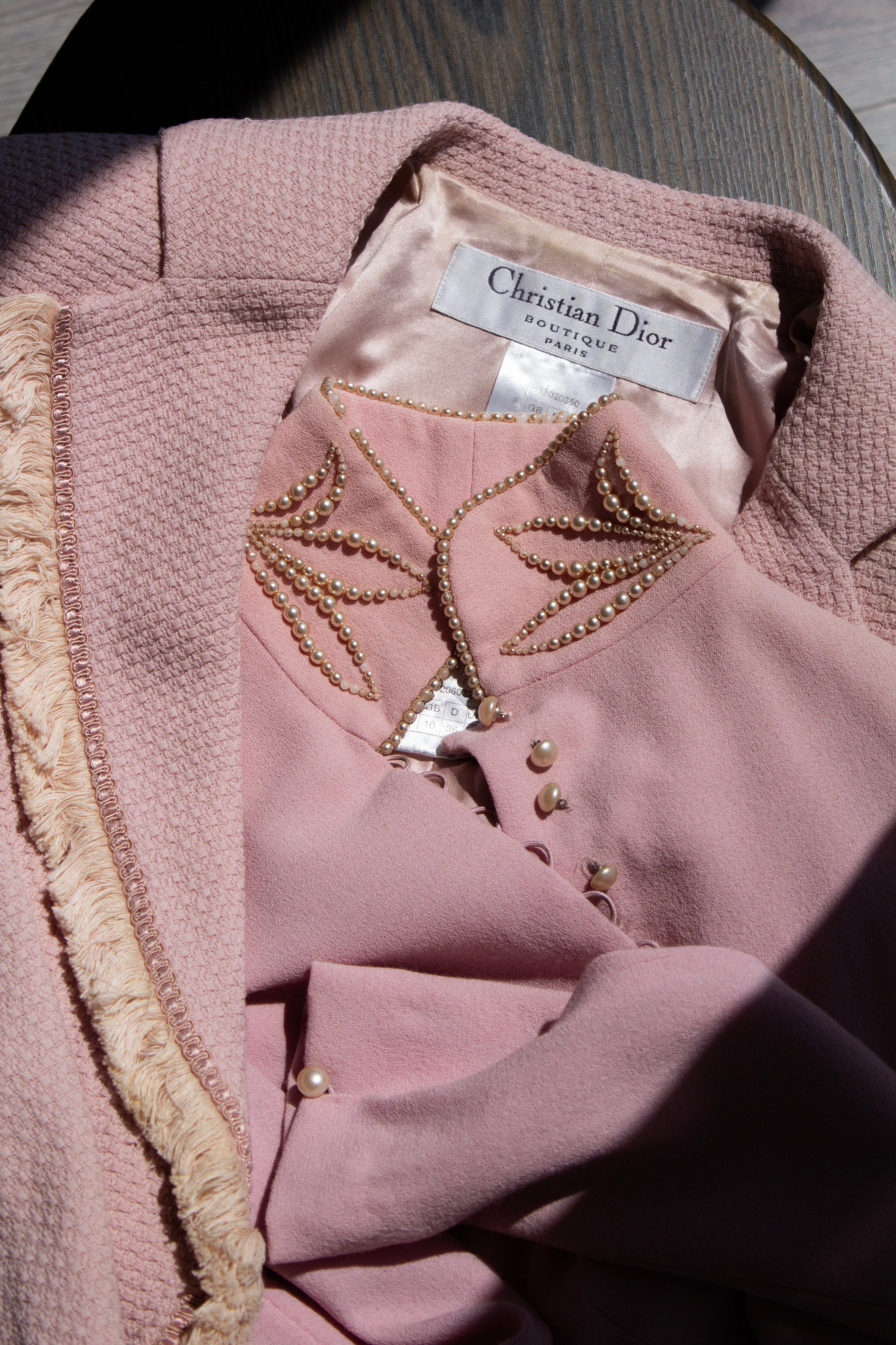 Christian Dior by John Galliano F/W 1997 Pink Cheongsam Pearl Dress Set