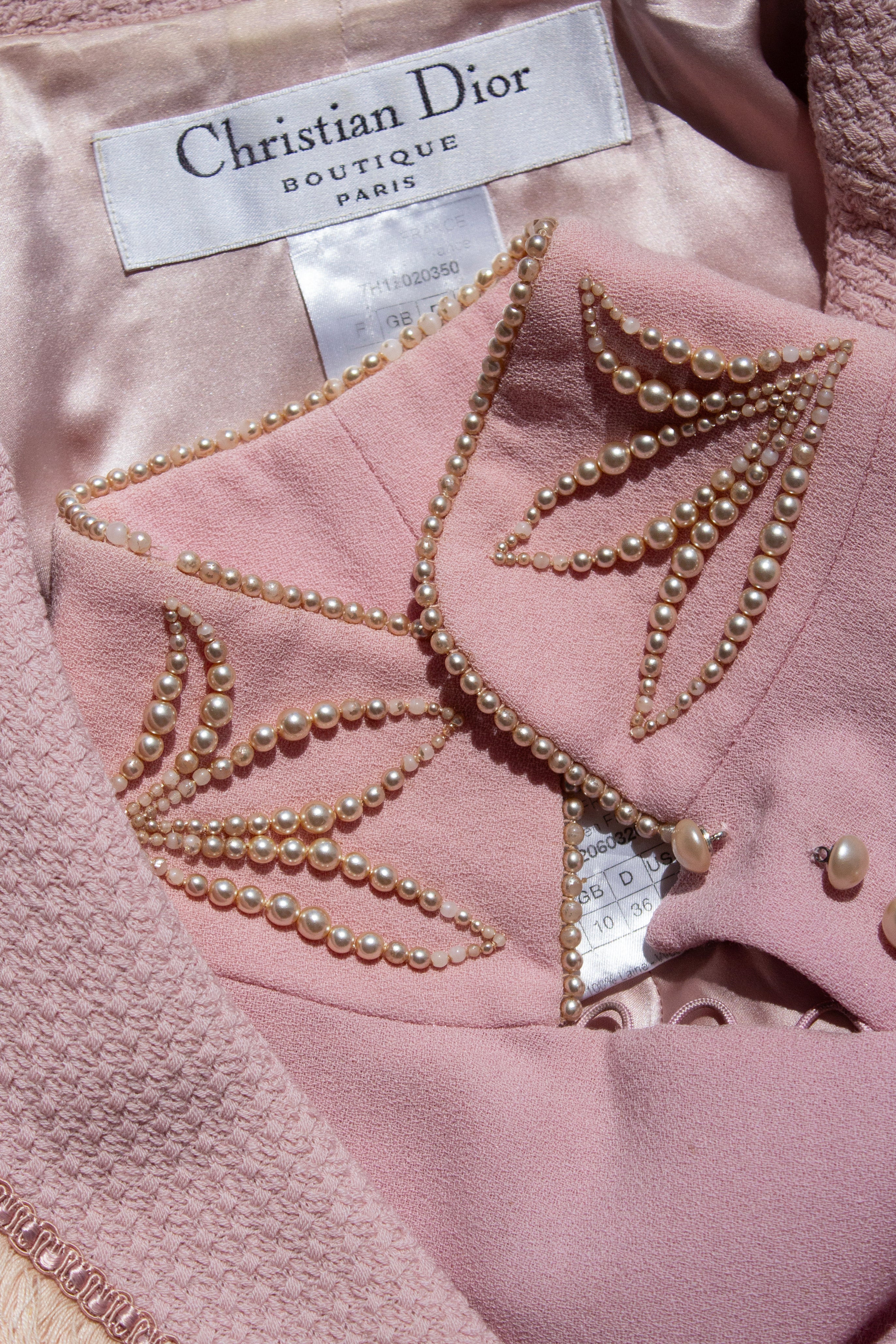 Christian Dior by John Galliano F/W 1997 Pink Cheongsam Pearl Dress Set