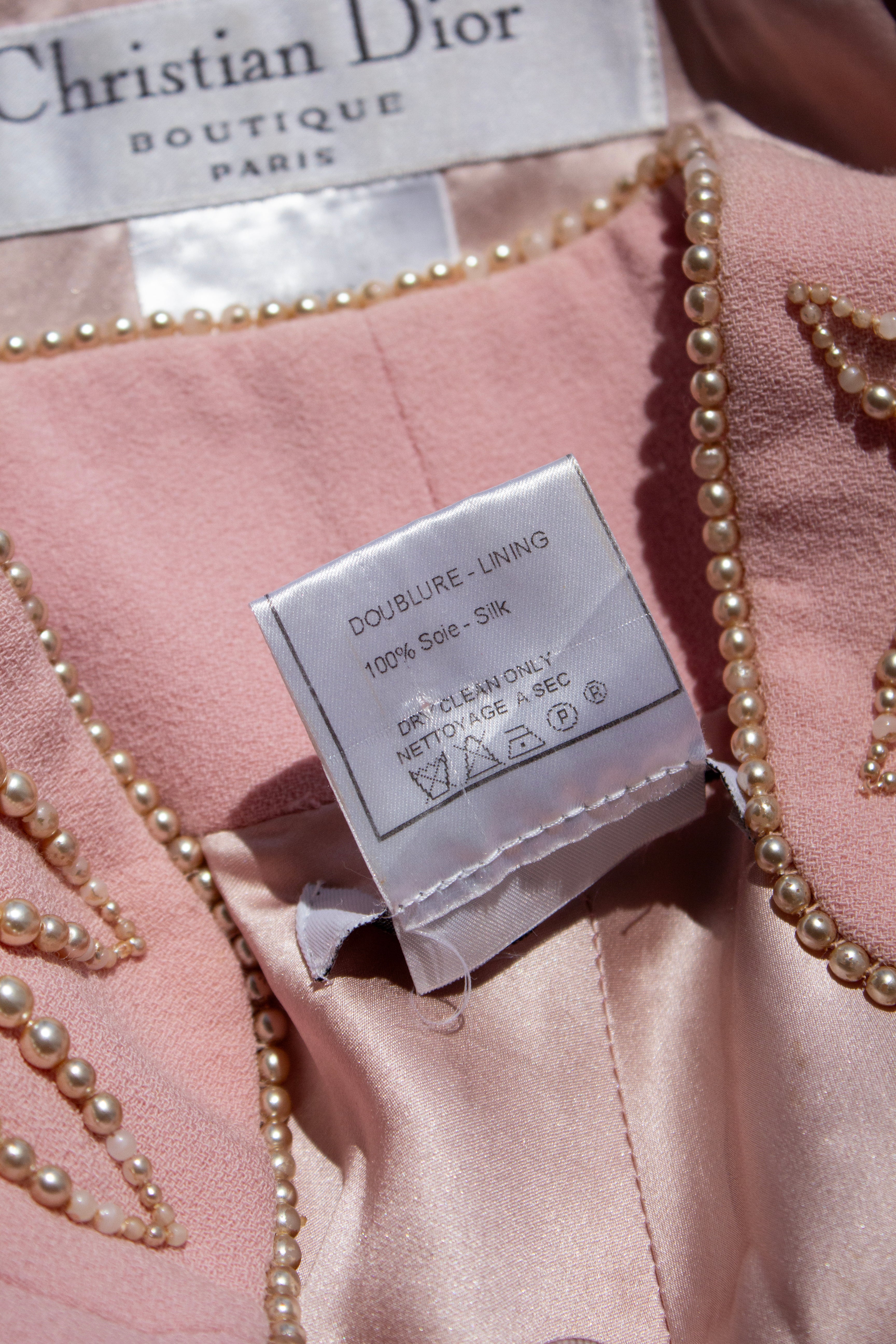 Christian Dior by John Galliano F/W 1997 Pink Cheongsam Pearl Dress Set